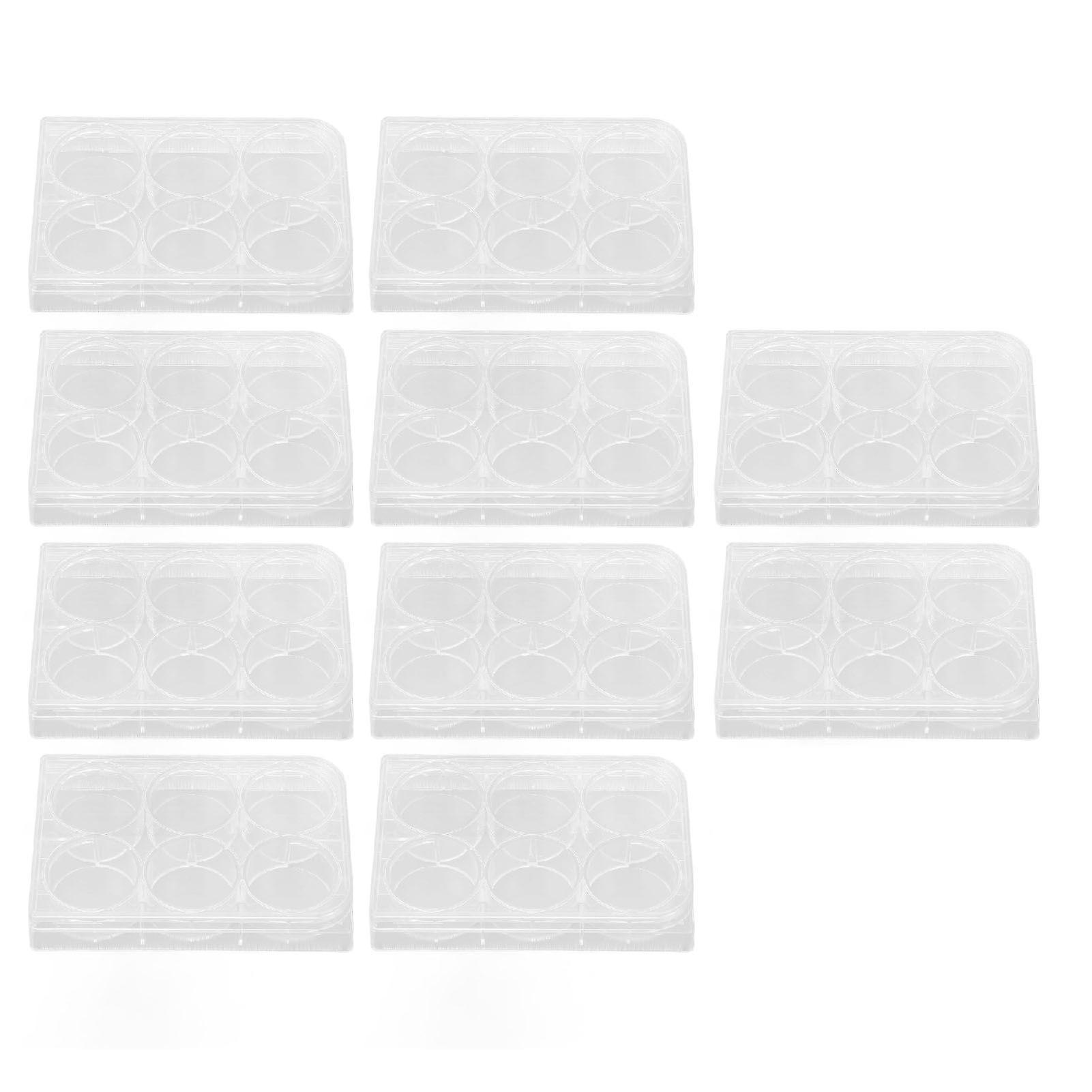 10pcs Piastra di coltura Spessore Uniforme Altamente trasparente Piastra di coltura tissutale con coperchio per sala di biologia di laboratorio 6 pozzetti