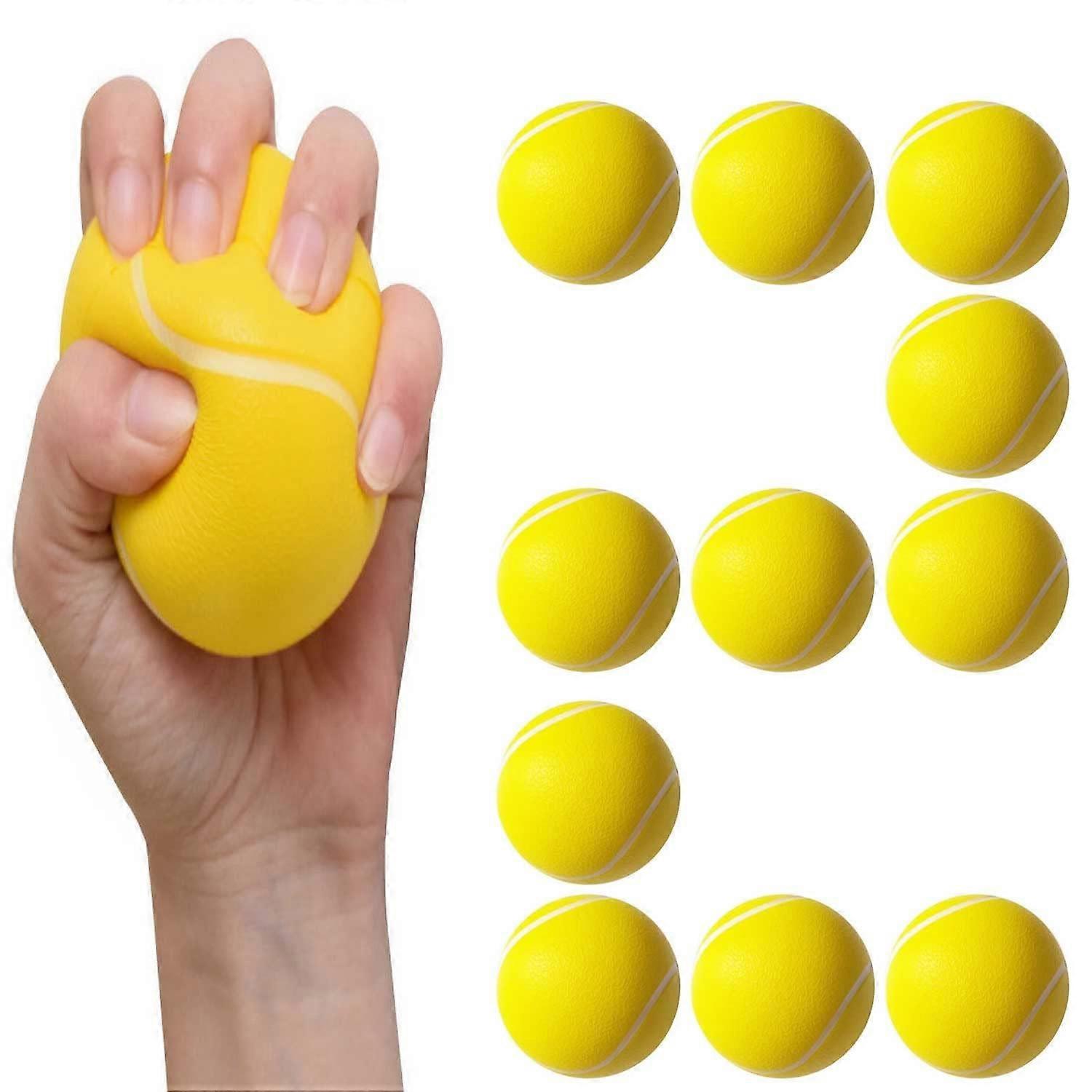 Foam Balls Pack Of 12, Soft Foam Balls, 6.3 cm Diameter, Indoor Training For Tennis And Softball, Yellow