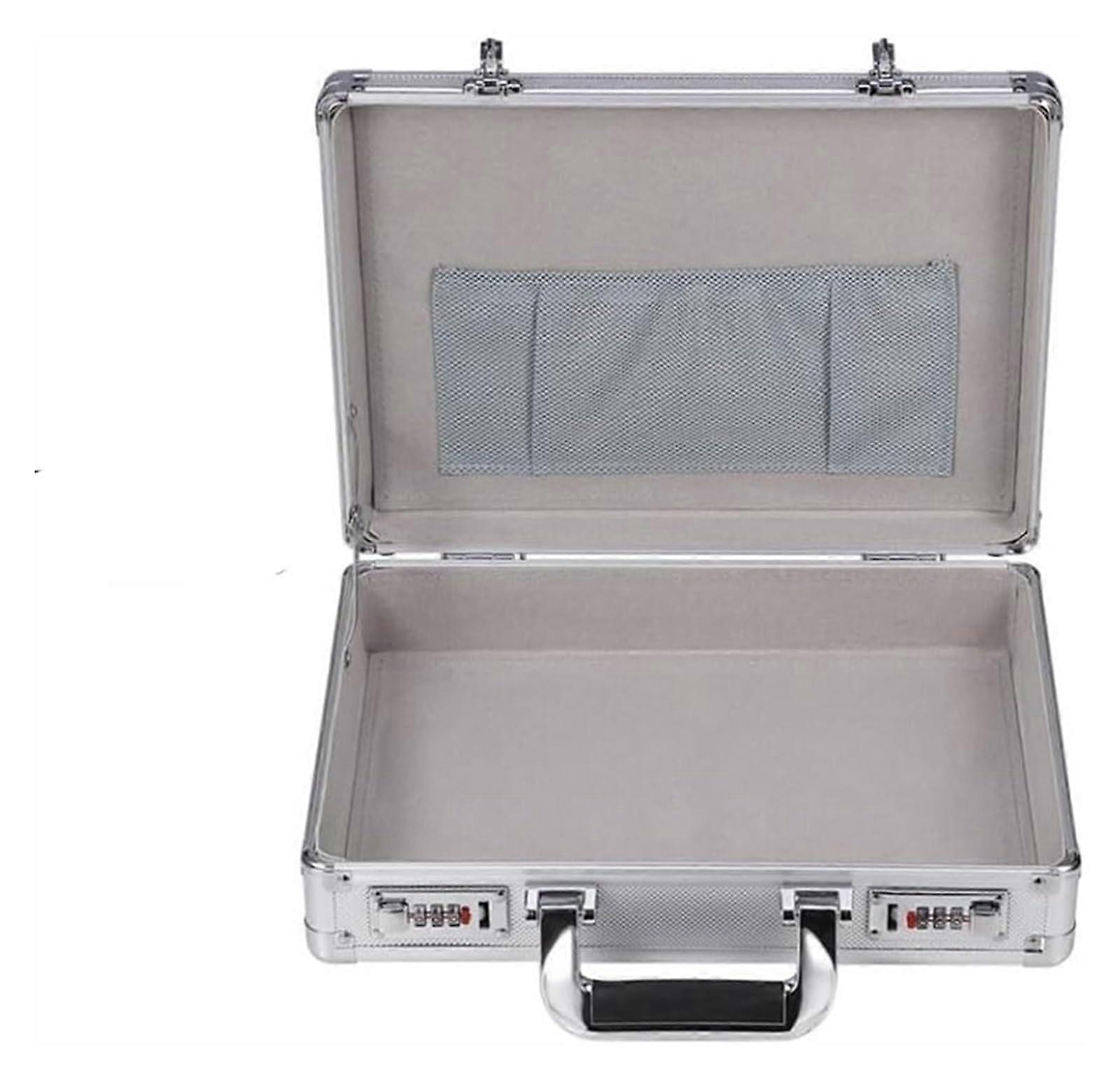 Aluminum Storage Box Briefcase, Laptop Safe Case for Men and Women, Black and Silver, 36x24x10cm, Durable Design