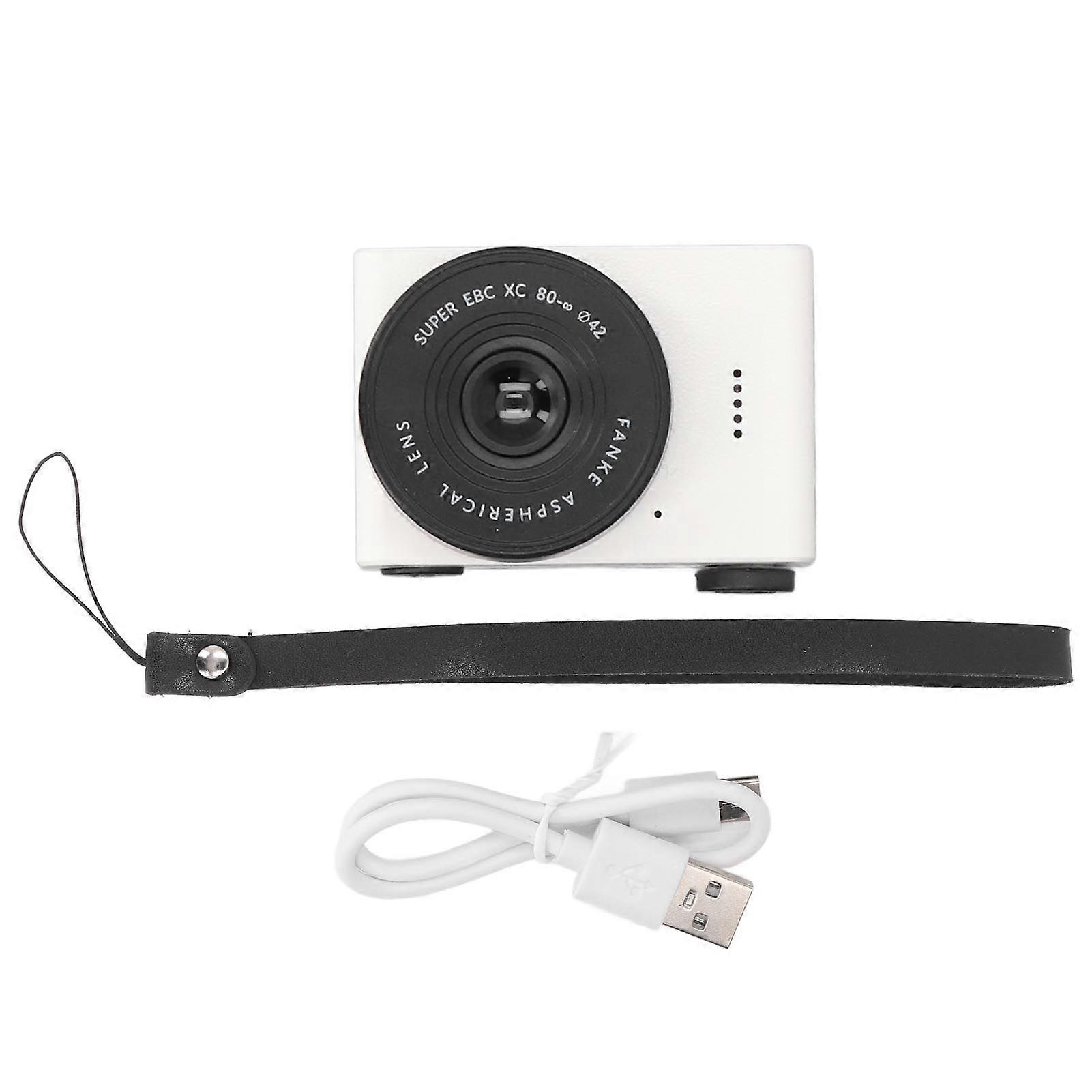 Small Video Camera 720P HD Front and Rear Dual Lens Autofocus Type C Voice Recording Compact Portable Camera for Teens Students White