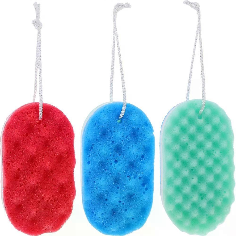 Bath Shower Sponge, 3pcs Double-sided Exfoliating Body Cleaning Scrubber Sponge