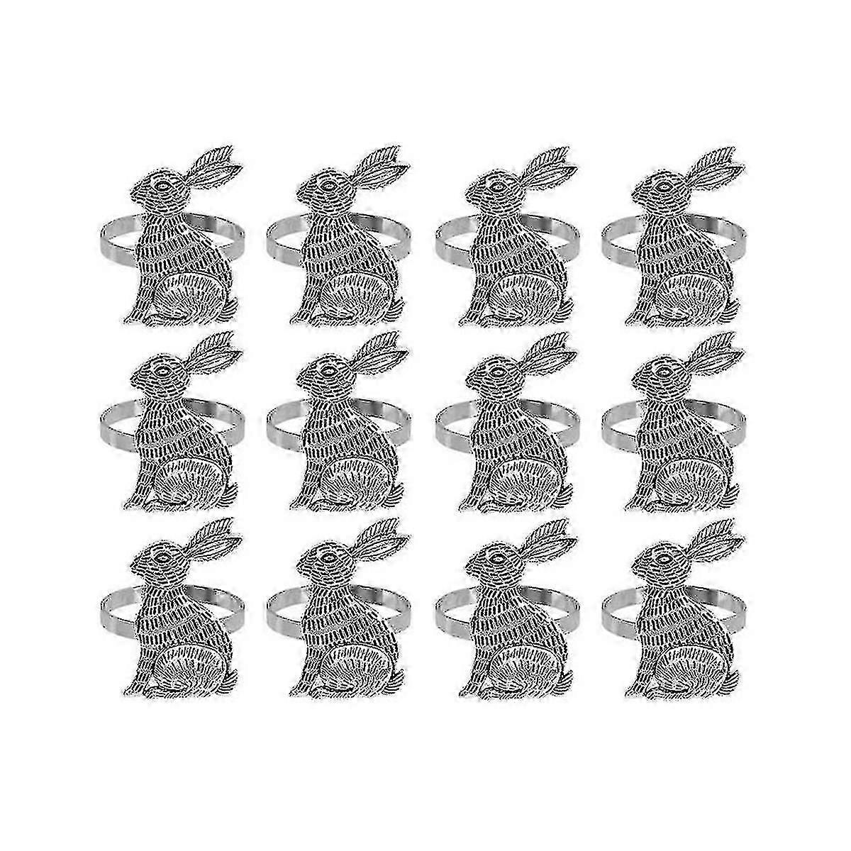 12pcs Rabbit Napkin Rings Metal Holders Easter Party Table Dcor