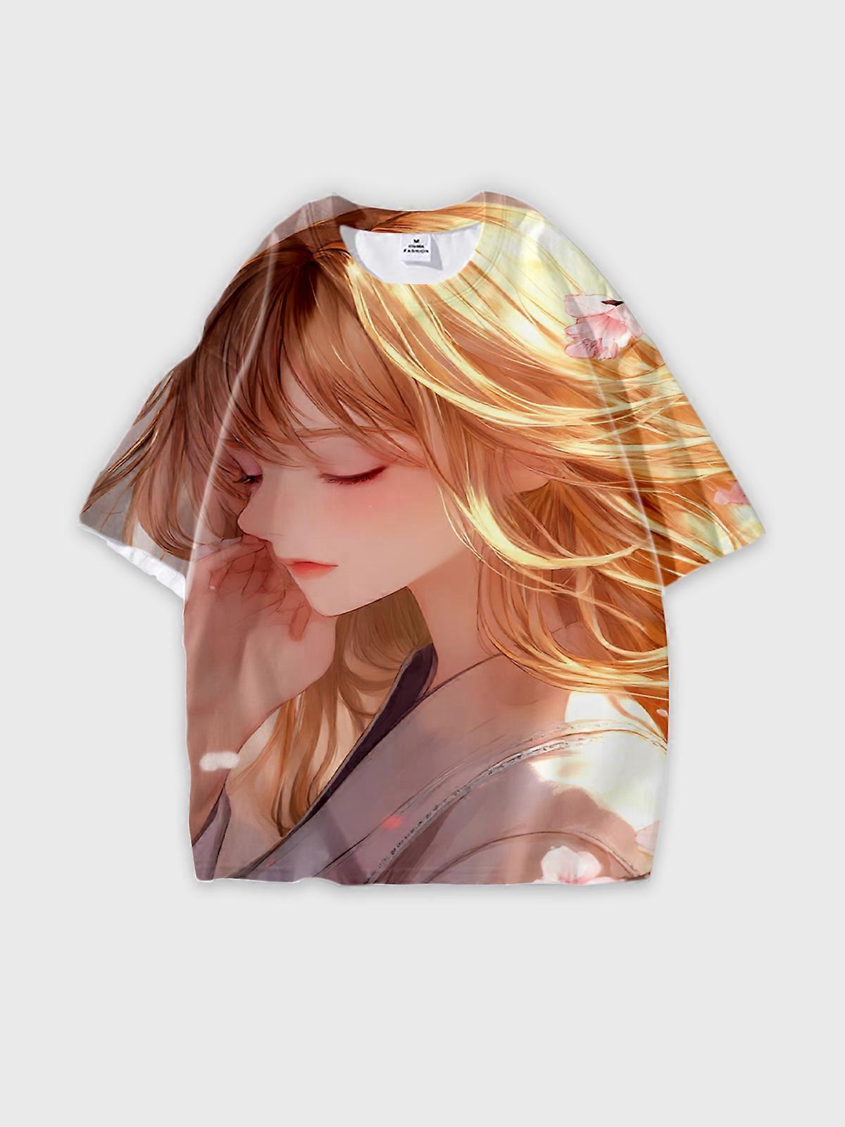 T-Shirt Short Sleeve Round Neck, Summer Casual Loose Graphic Tee, Unisex Pattern V2302