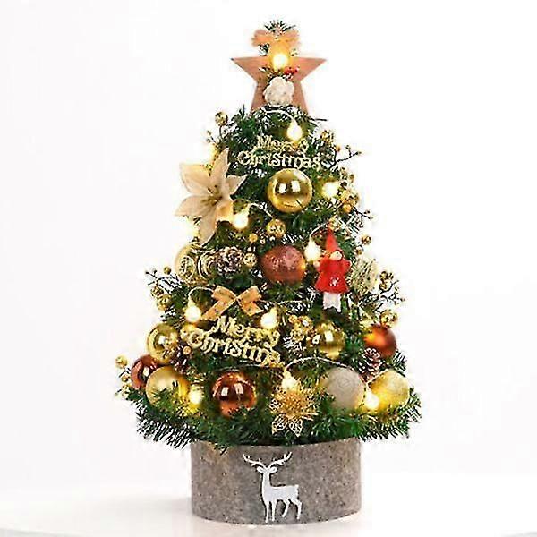 45cm small artificial Christmas tree, small Christmas tree with LED lights, for holidays, Christmas parties, gold. Cs fast