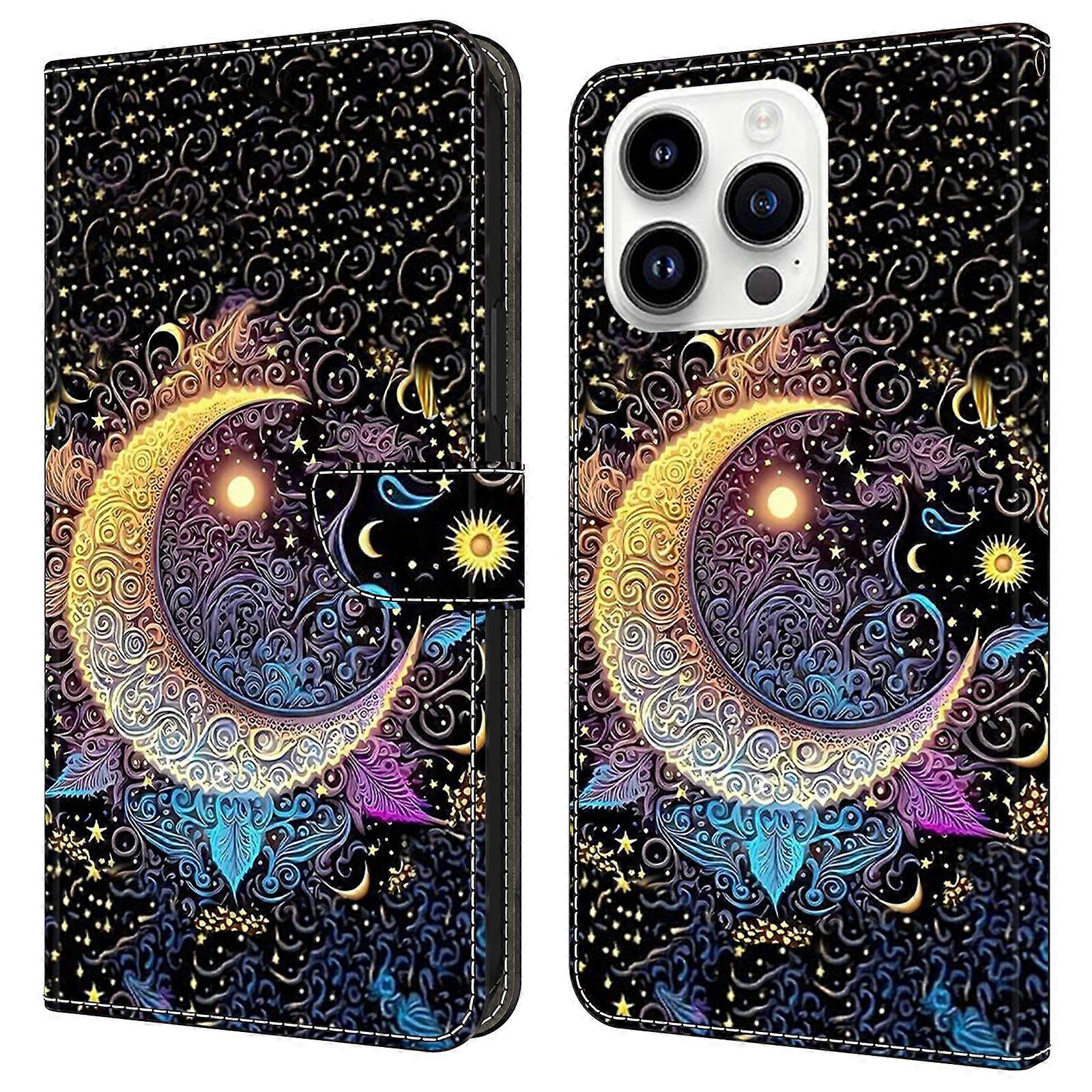 For iPhone 16 Pro Case Wallet Stand Pattern Printing PU Leather Flip Phone Cover