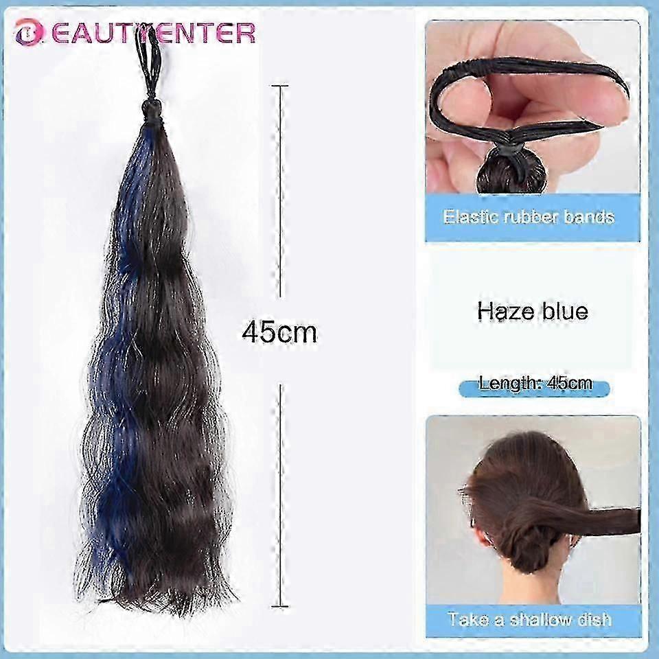 Synthetic Wig 20inch Ponytail Women's Long Hair Sweet And Cool Elastic Band With Strap Low Tie Natural Lightly Curly Ponytail