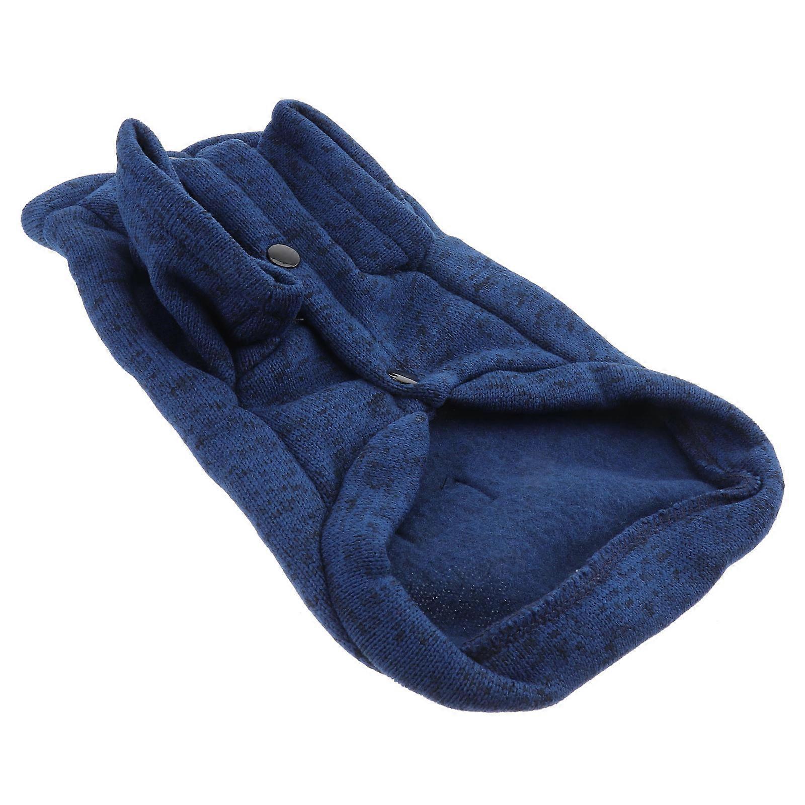 Pet Warm Clothing Knitted Dog Sweater For Pets Size S Dark Blue Designed For Cold Weather Activities 1Pcs