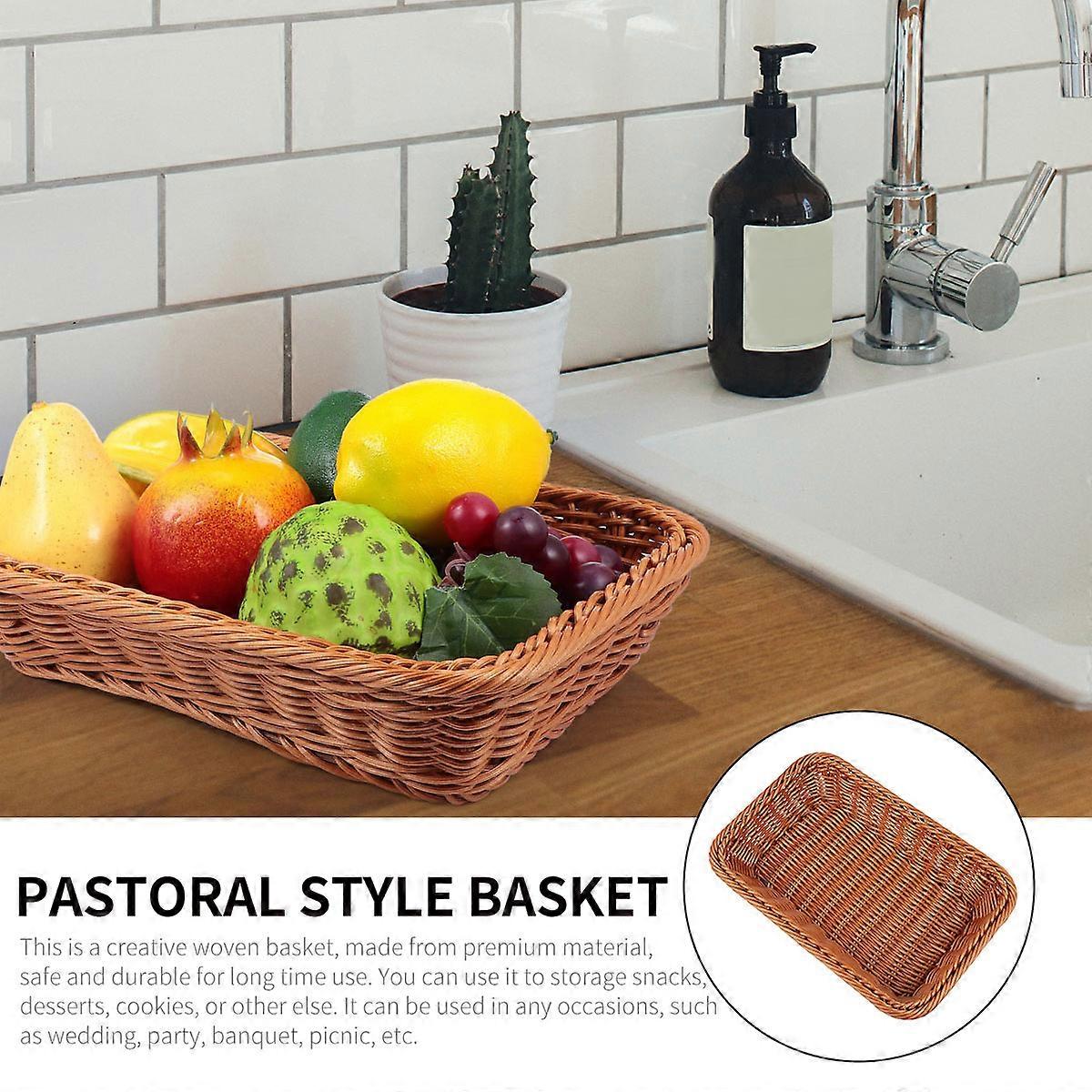 Coffee Woven Fruit Basket for Storage Rustic Design PP Material Ideal for Home and Shop 1Pc