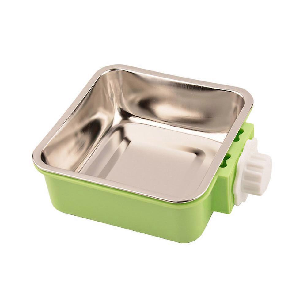 Stainless Steel Pet Feeding Bowl Firmly Fixed for Dog Cat Use Easy to Clean Removable Green Size S