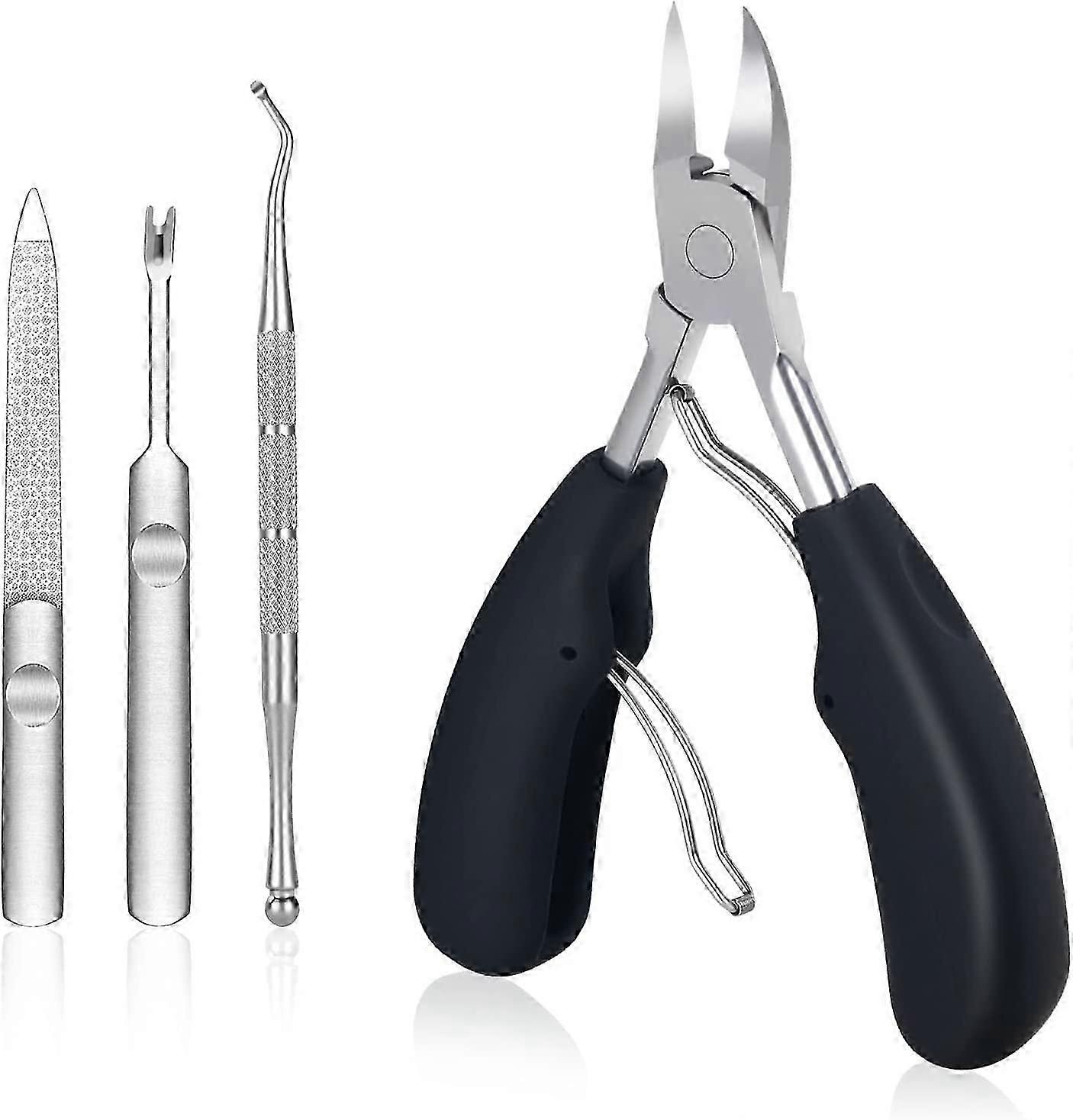 Toenail Clippers, 4 Pcs Nipper Trimmer Kit with Acsergery Nail Lifter and Nail File Gift