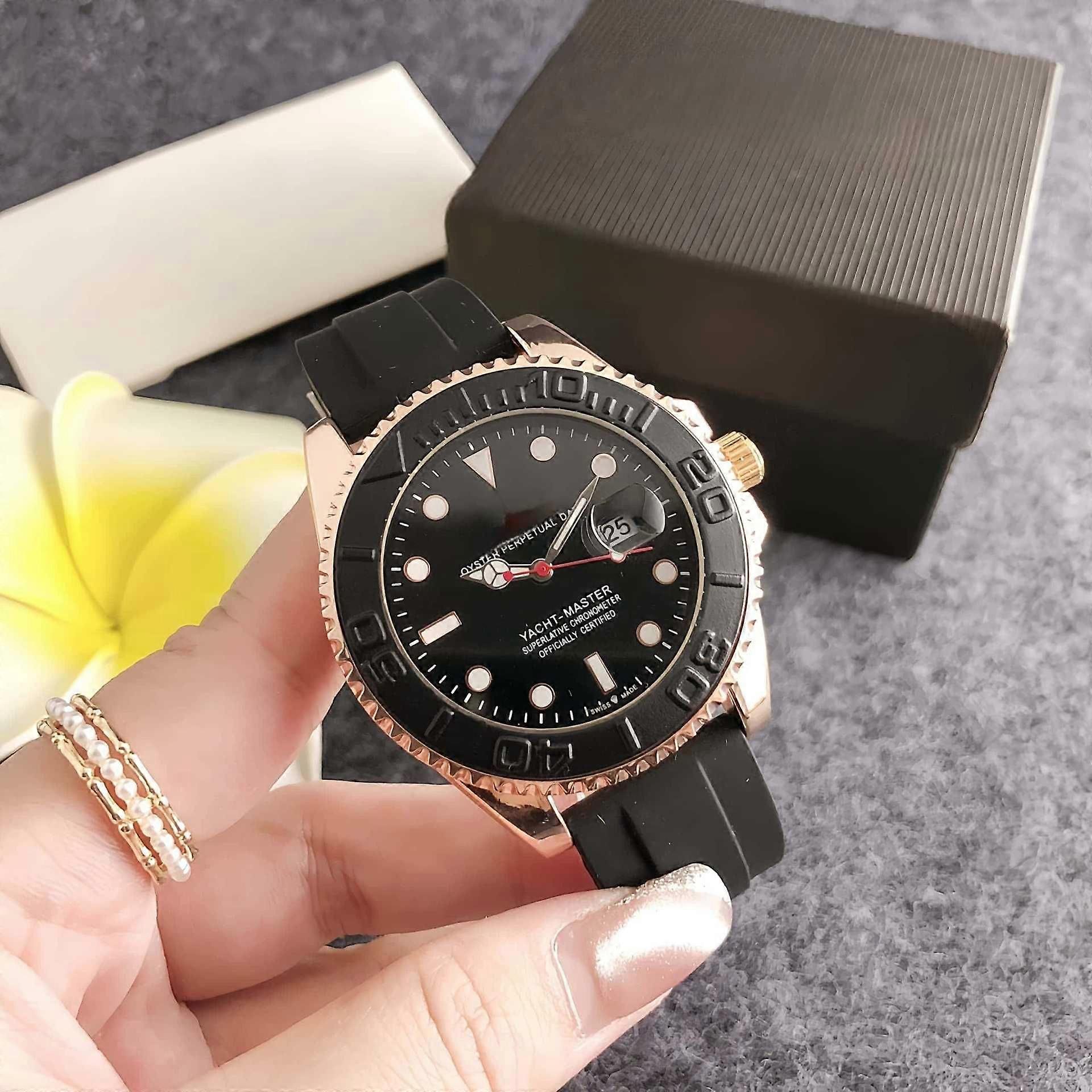 Men's Black Yacht Watch with Luminous Waterproof Strap
