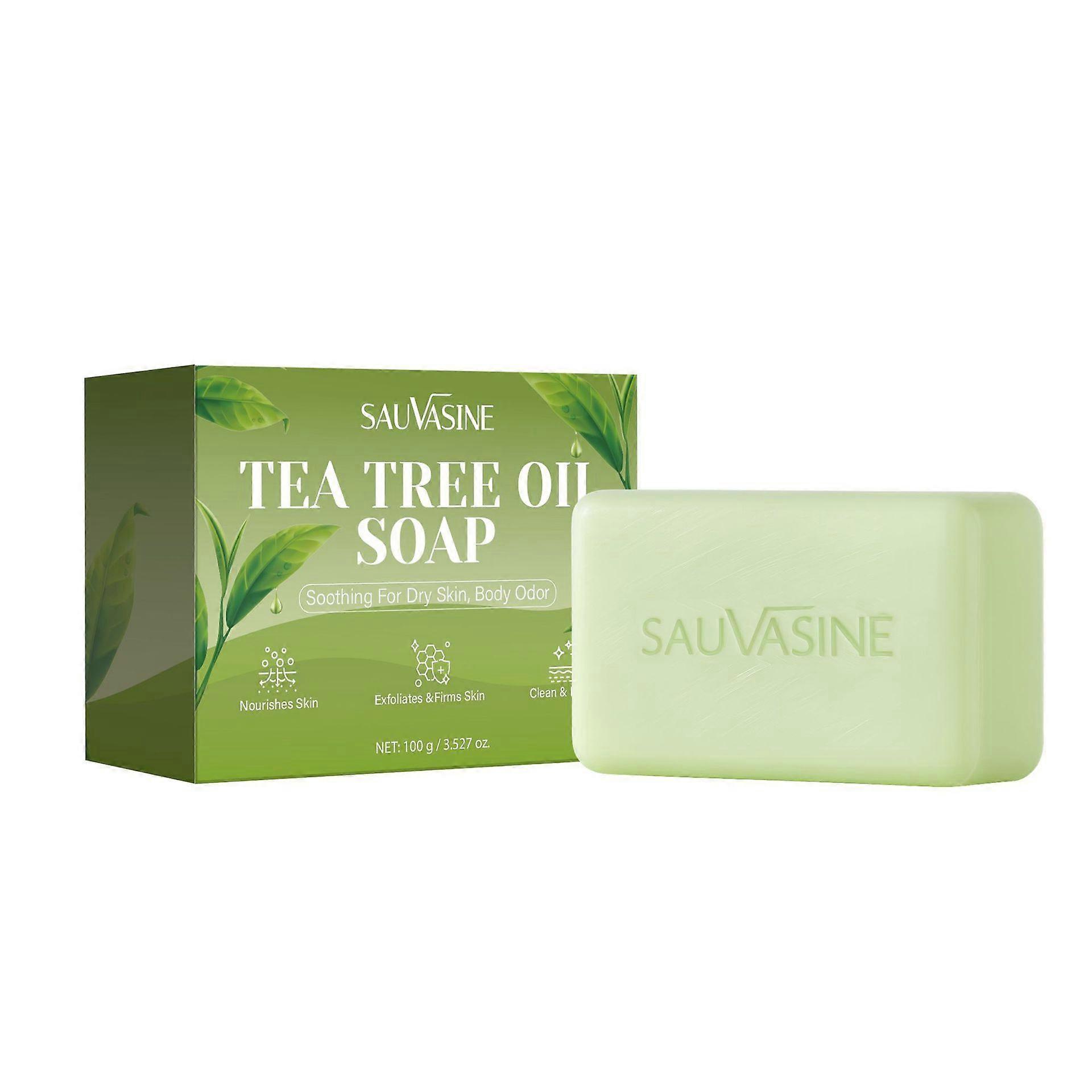 Tea Tree Soap, Purifying Body Soap Bar with Tea Tree Oil & Coconut Oil, Gentle Cleanser for Healthy, Looking Skin, Plant-Based Formula for Face & Body