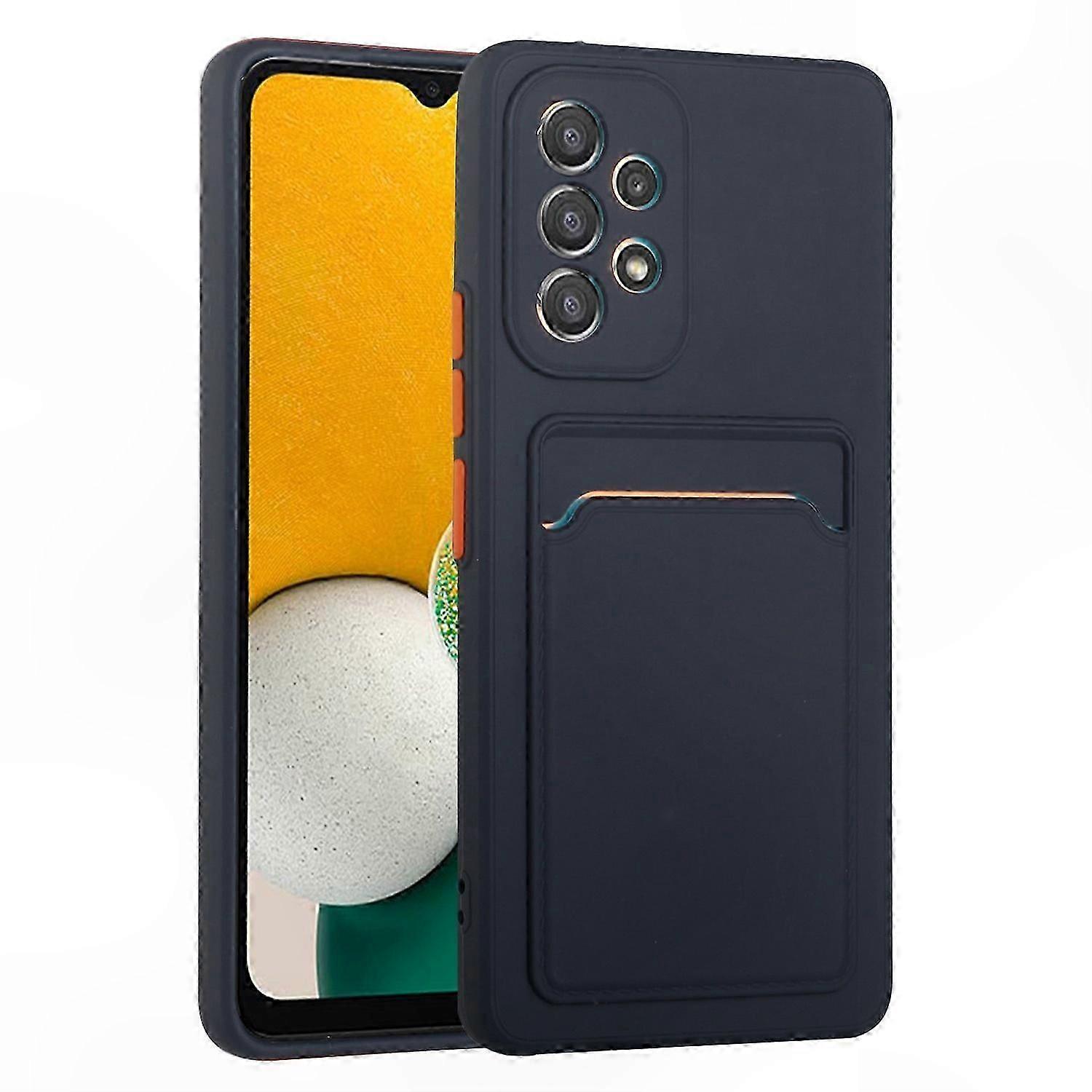 Soft TPU Shockproof Case with Card Holder for Galaxy A53 5G Camera Lens Protection Anti-Scratch Cover