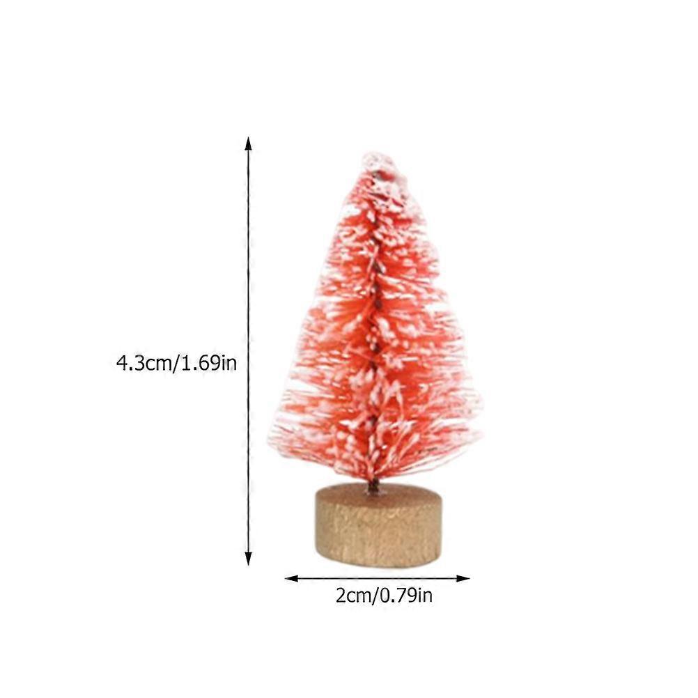 Mini Christmas Trees Thread Trees for Decor 12Pcs with Wood Bases Red