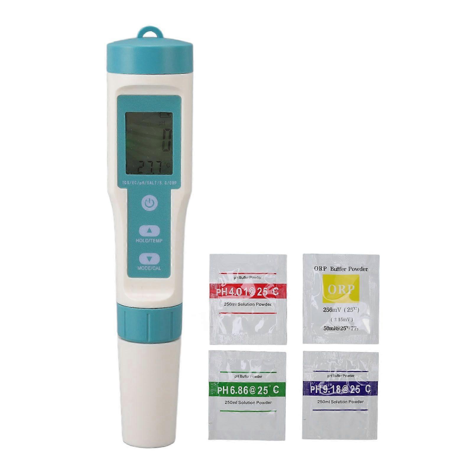 7 in 1 Water Quality Monitor Detect ORP PH EC Salinity High Accuracy EC Tester with LCD Display Backlight for Aquaculture
