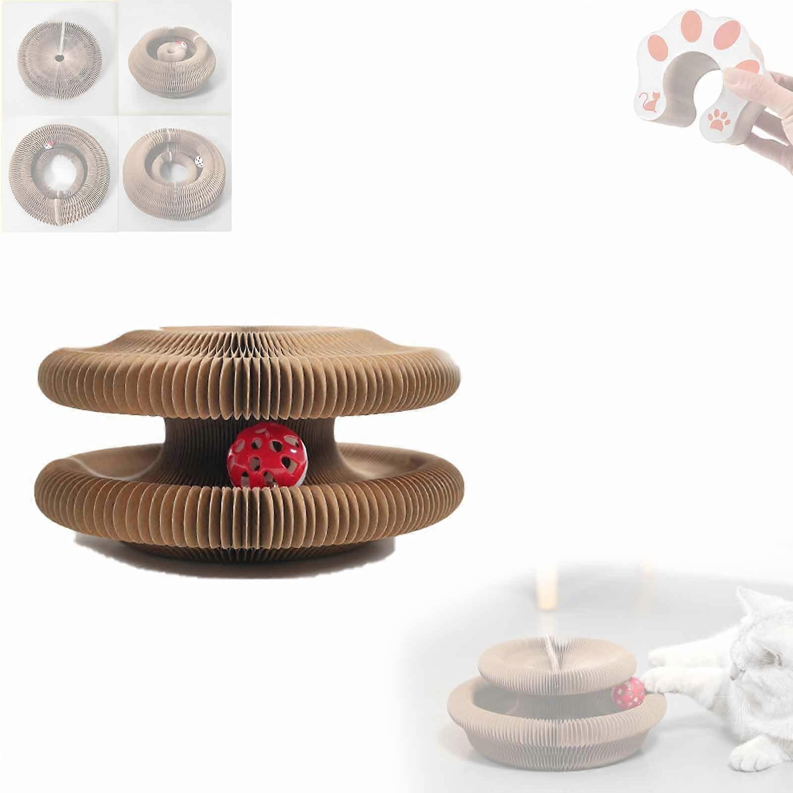 Kitty Cat Kurlz Toy Foldable Round Accordion Cat Scratching Board Kitty Curl Magic Organ Scratcher 1 Piece