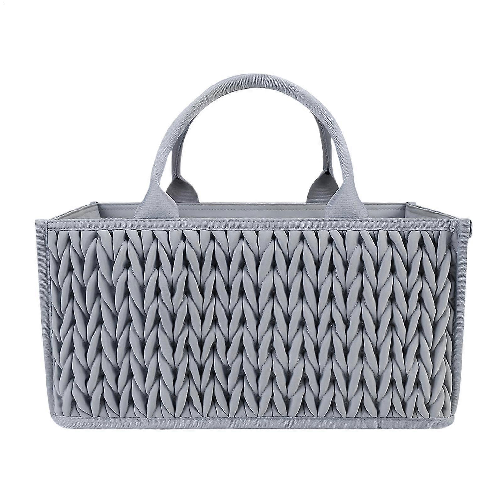 Diaper Stacker Basket Nursery Storage Tote Baby Diaper Holder Newborn Essentials Organizer With Handles Cream Gray Caddy