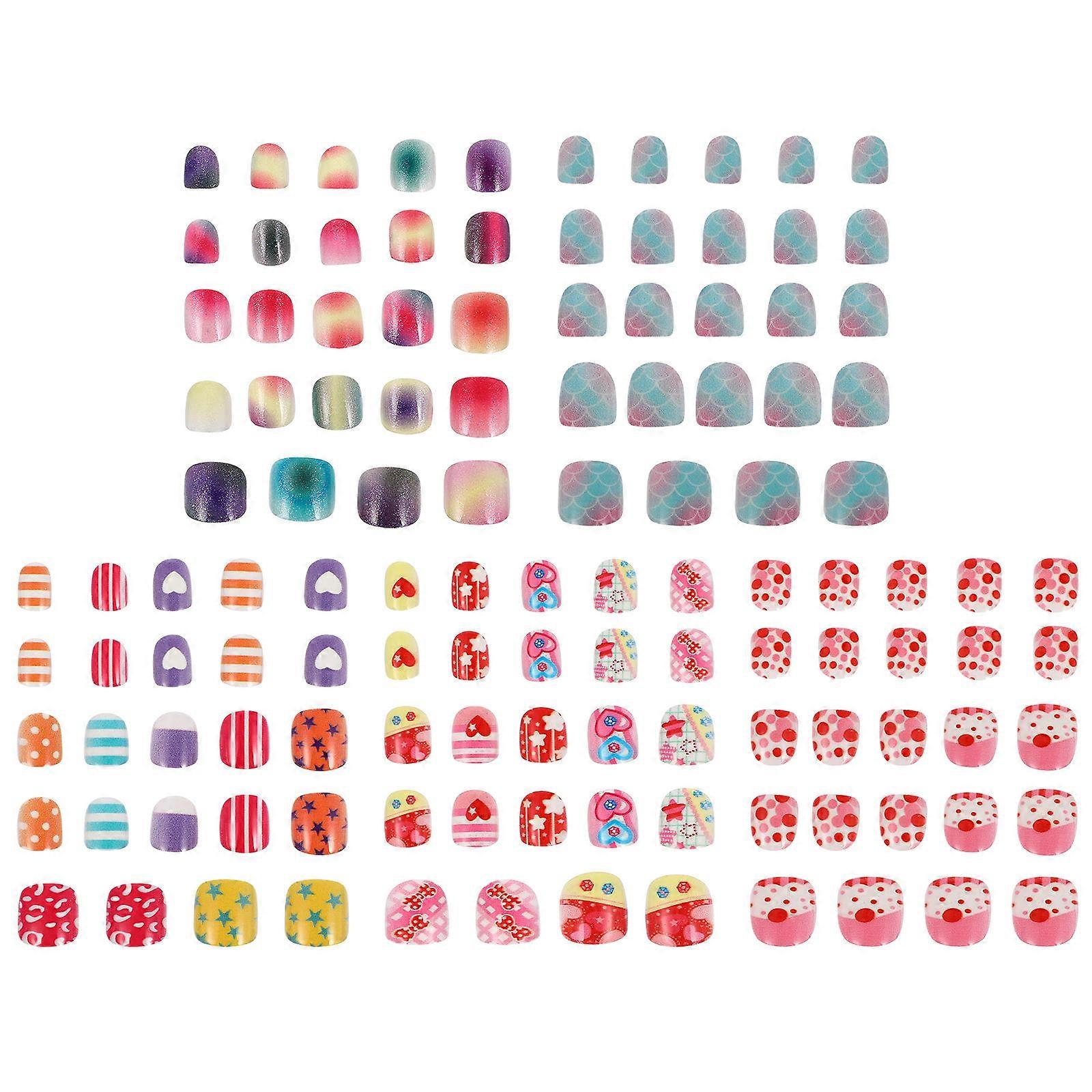 Fake Nail Tips Cartoon False Nails for DIY 5Packs Assorted Colors