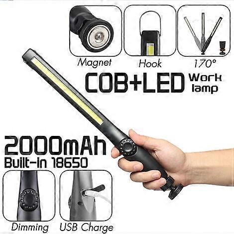 Magnetic Handheld Rechargeable Cob Led Work Light Led Inspection Light Torch Flashlight For Work Home Garage Car Emergency