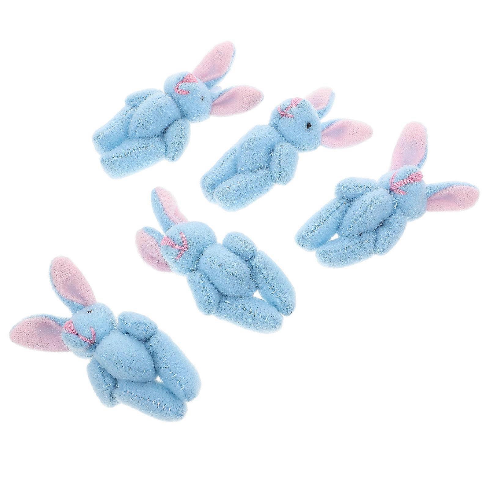Easter Bunny Party Favors Jointed Rabbit Plush Soft 5Pcs Set Sky-Blue