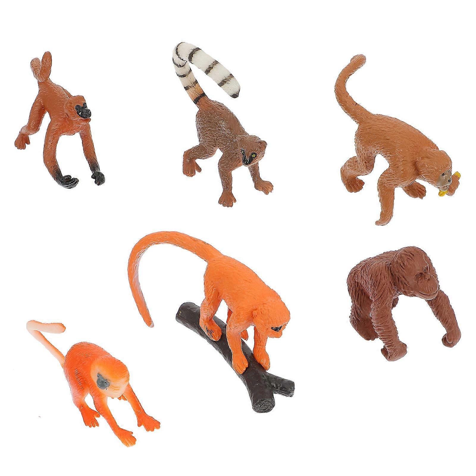 Simulation Monkey Decors Animal Monkey Model for Kids Playing 6Pcs Set
