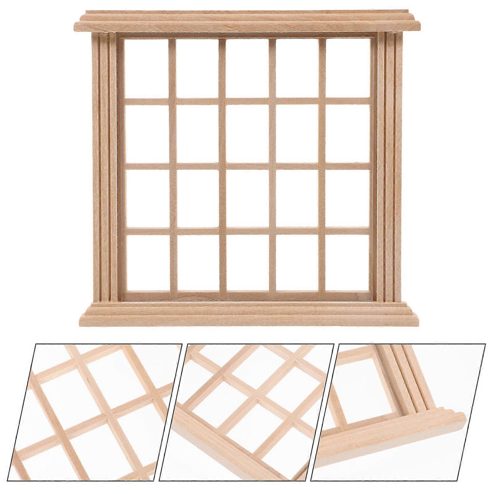 Doll House Window Decoration Wooden Frame for DIY Use 4Pcs Set