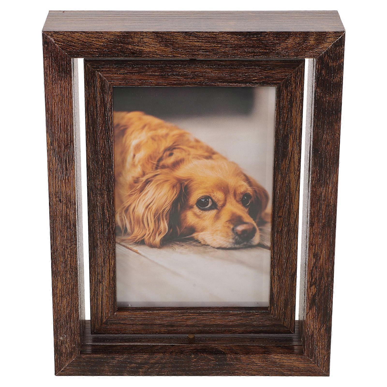 Rotating Picture Frame for Pictures Holding 3Pcs Wooden Double-Sided Photo Display
