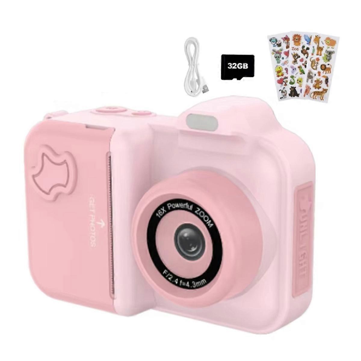 Instant Print Camera for Kids Mini Digital Video Camera Dual Lens Photo Printing Thermal Paper Toys