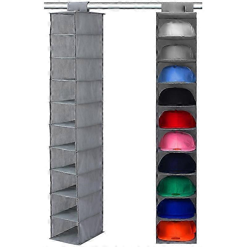 10 Shelf Hat Rack Hanging Closet/Organizer for Storage