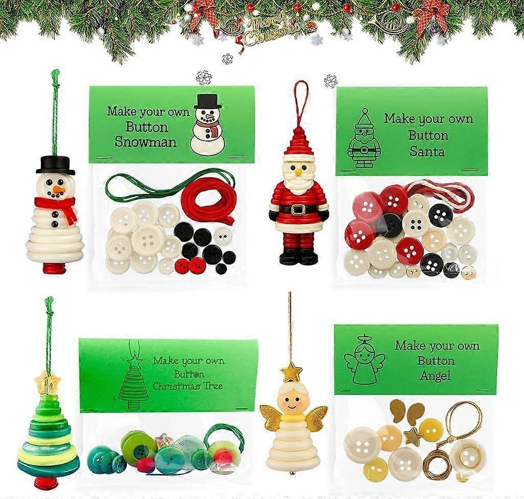 Button Christmas Tree Ornament Kit, DIY Christmas Button Ornament Making Kit, Fun Christmas Buttons Crafts Making Set, Hand-Assembled Fun Xmas Tree Ha