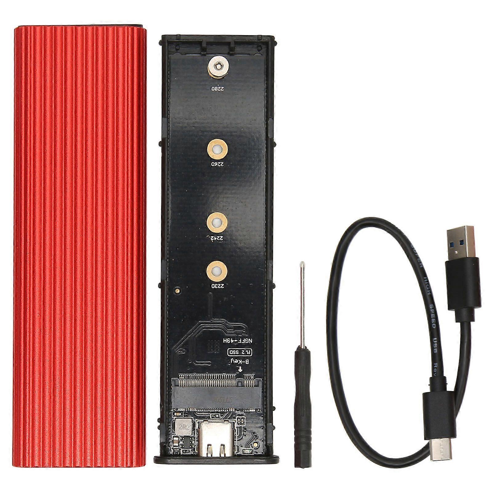 M.2 SSD Enclosure Adapter Tool Free Installation USB C 3.1 NGFF Protocol Red Mobile External Computer SSD