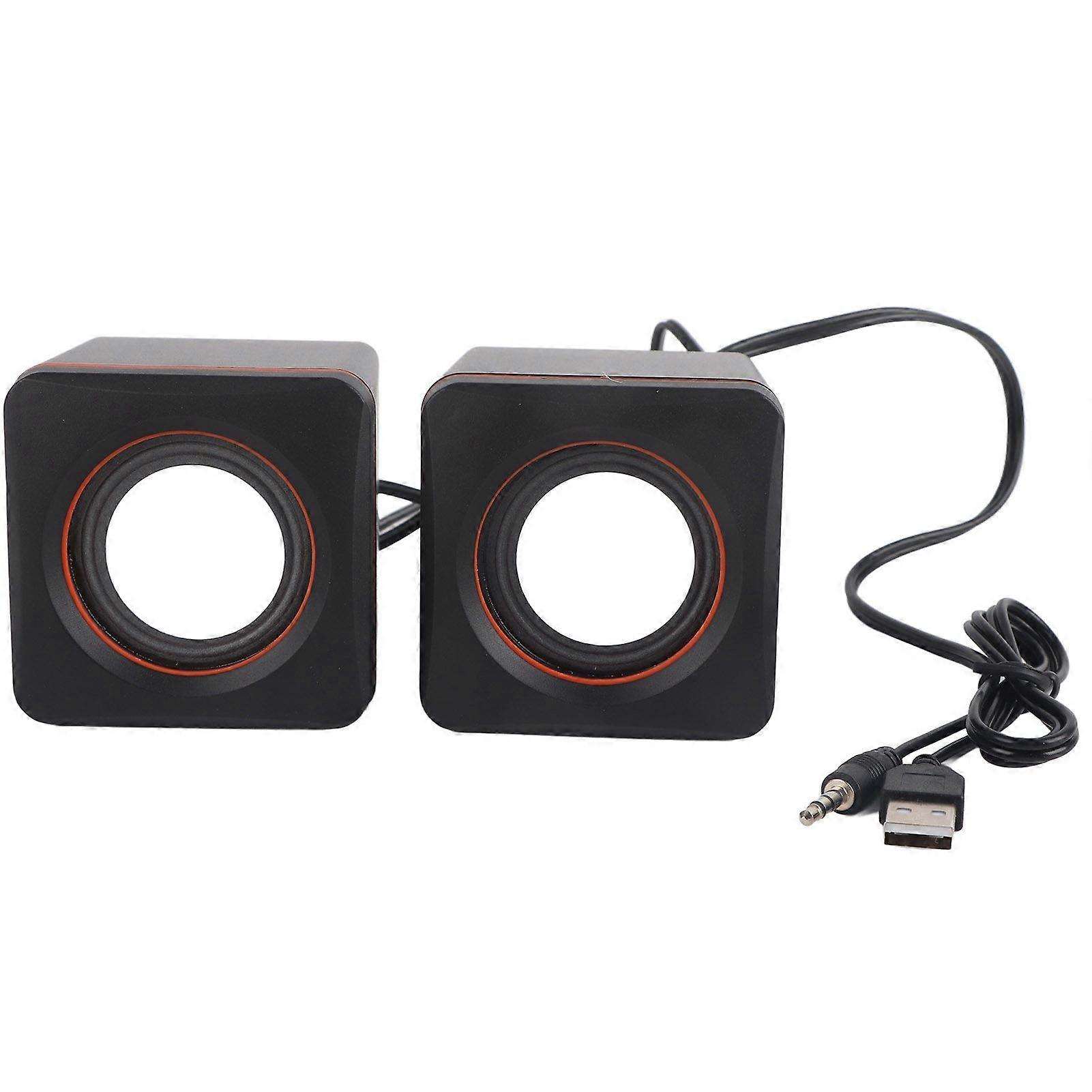 Mini Cube USB Stereo 3.5mm Jack Wired Speaker For Desktop Laptop PC Computer(Double Track)