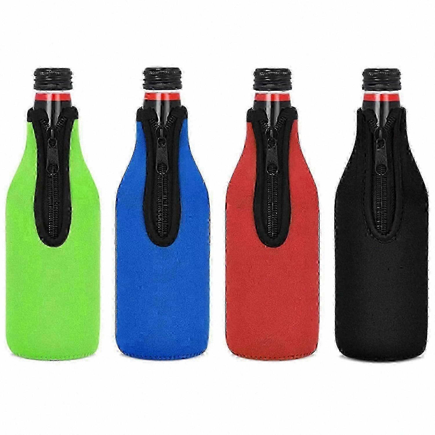 4-Pack Insulated Zip-Up Coolers for Beer Bottles, Sleeves to Keep Drinks Chilled