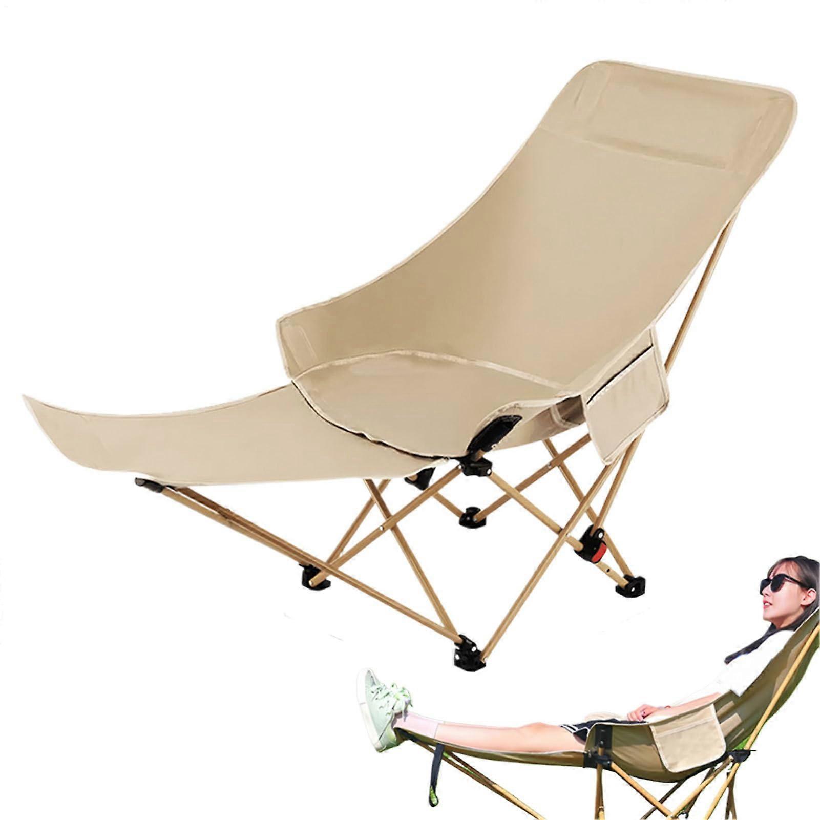 Folding Camping Chair Adjustable Height Lightweight Ergonomic Foldable Patio Chair For Beach Lawn Poolside Balcony