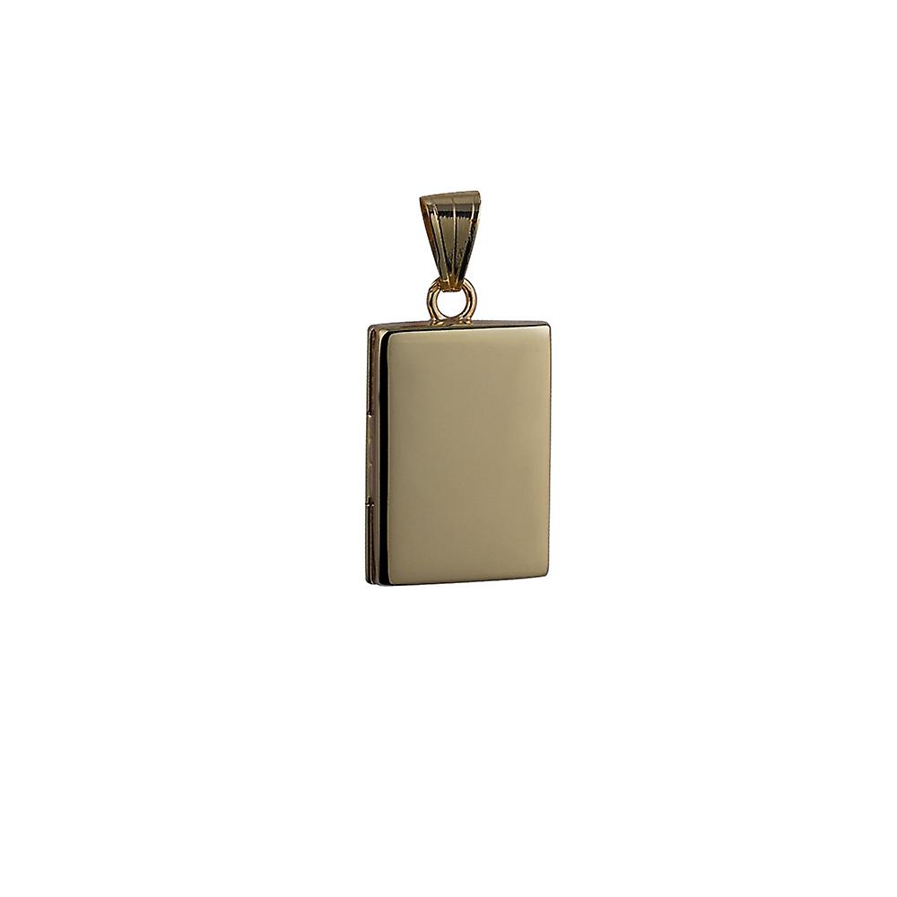 9ct Gold 22x15mm plain flat rectangular Locket