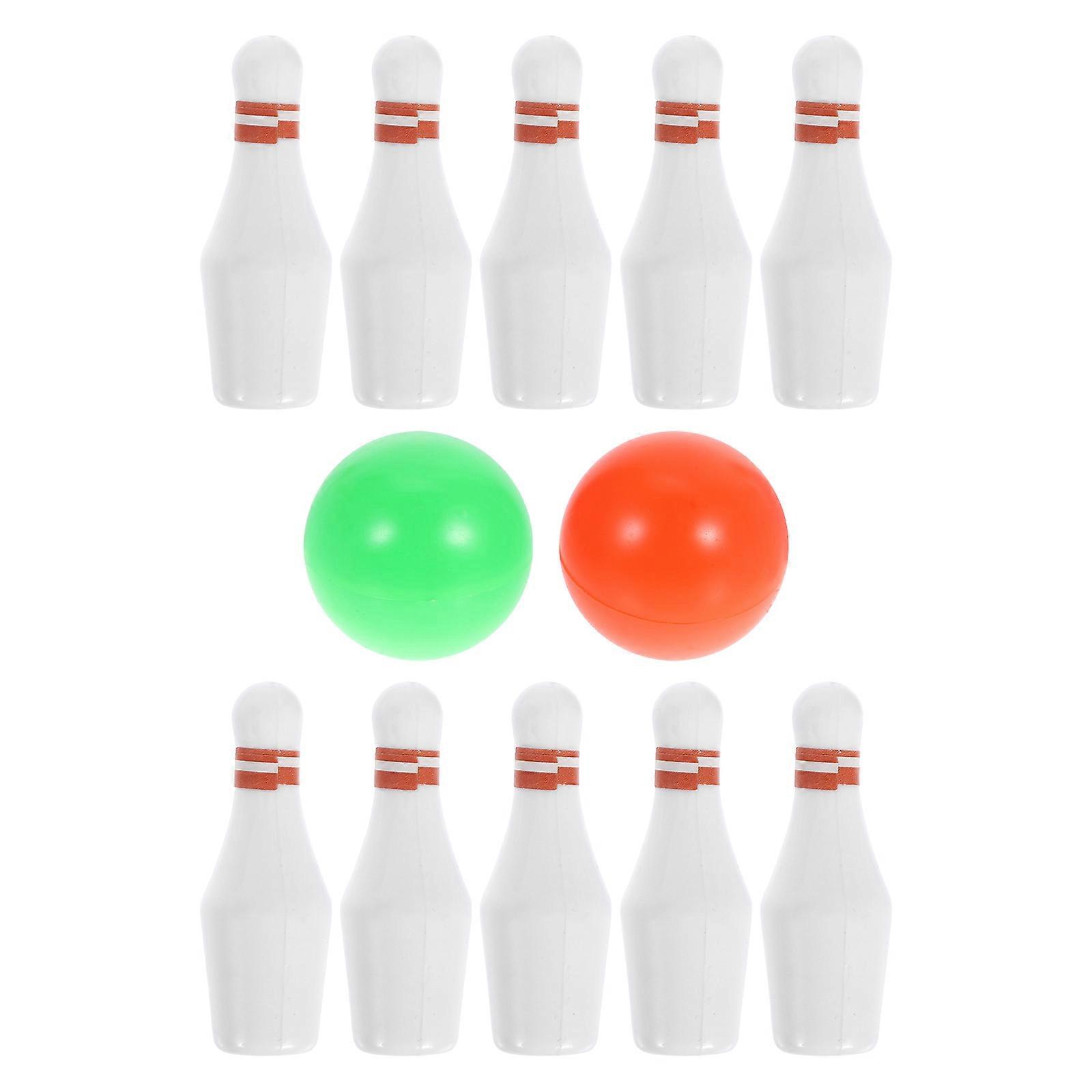 Desktop Bowling Game Miniature Set for DIY Decoration with 3Sets White