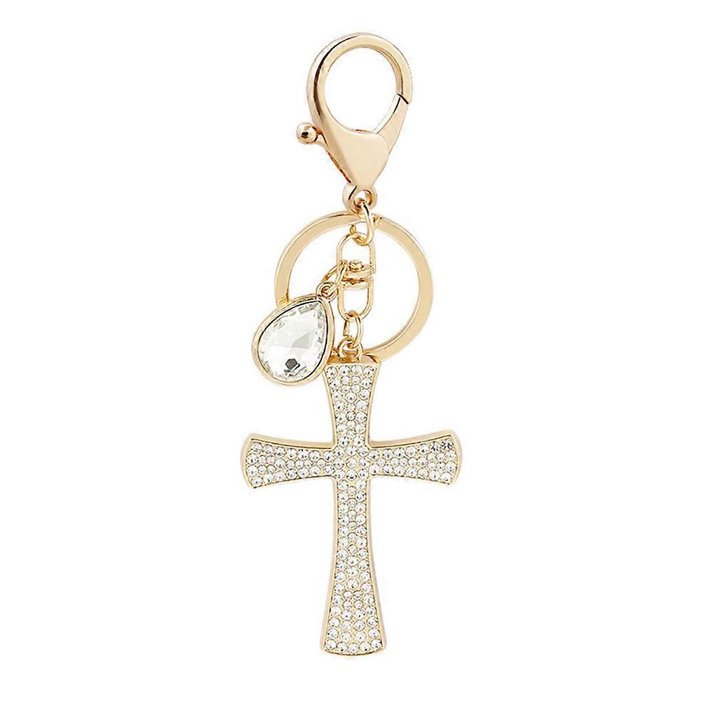 Cross Keychain Key Ring Rhinestone Bag Charm Pendant for Decoration