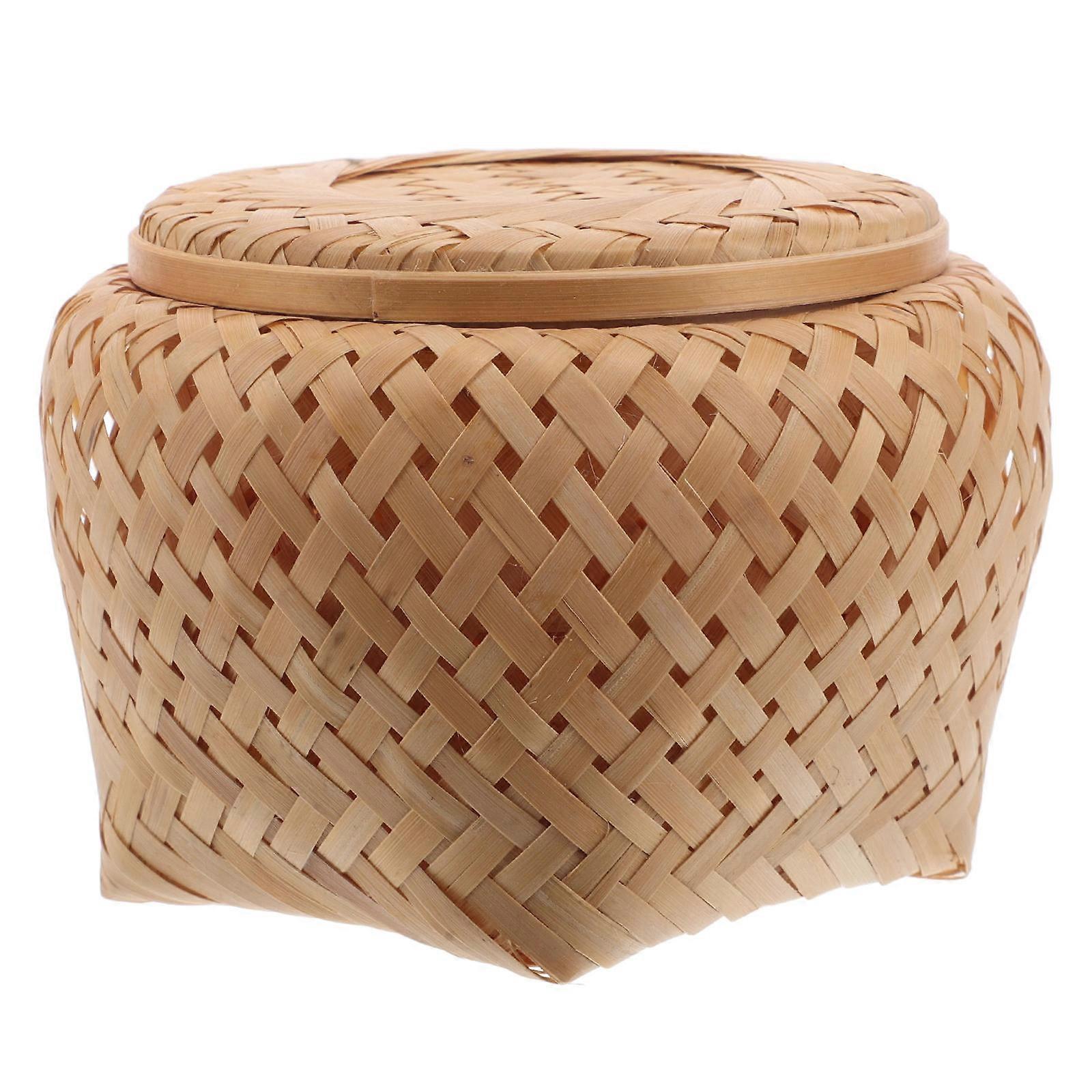 Multi-Use Wicker Tea Bag Organizer With Lid For Home Kitchen And Office 3Pcs Fine Craftsmanship