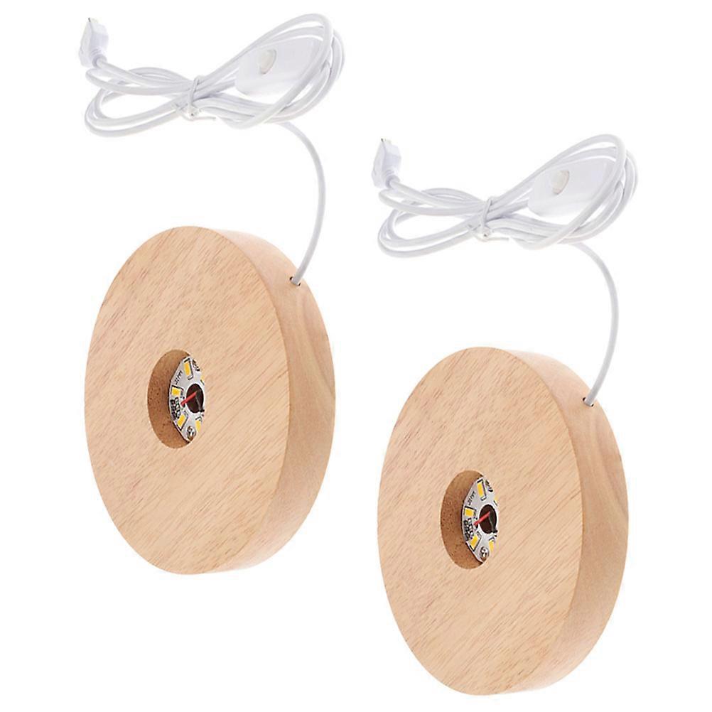 LED Light Base Table Stand For Jewelry Display In Light Yellow Made Of Wood Perfect For Crystal Ball Illumination 4 Pcs