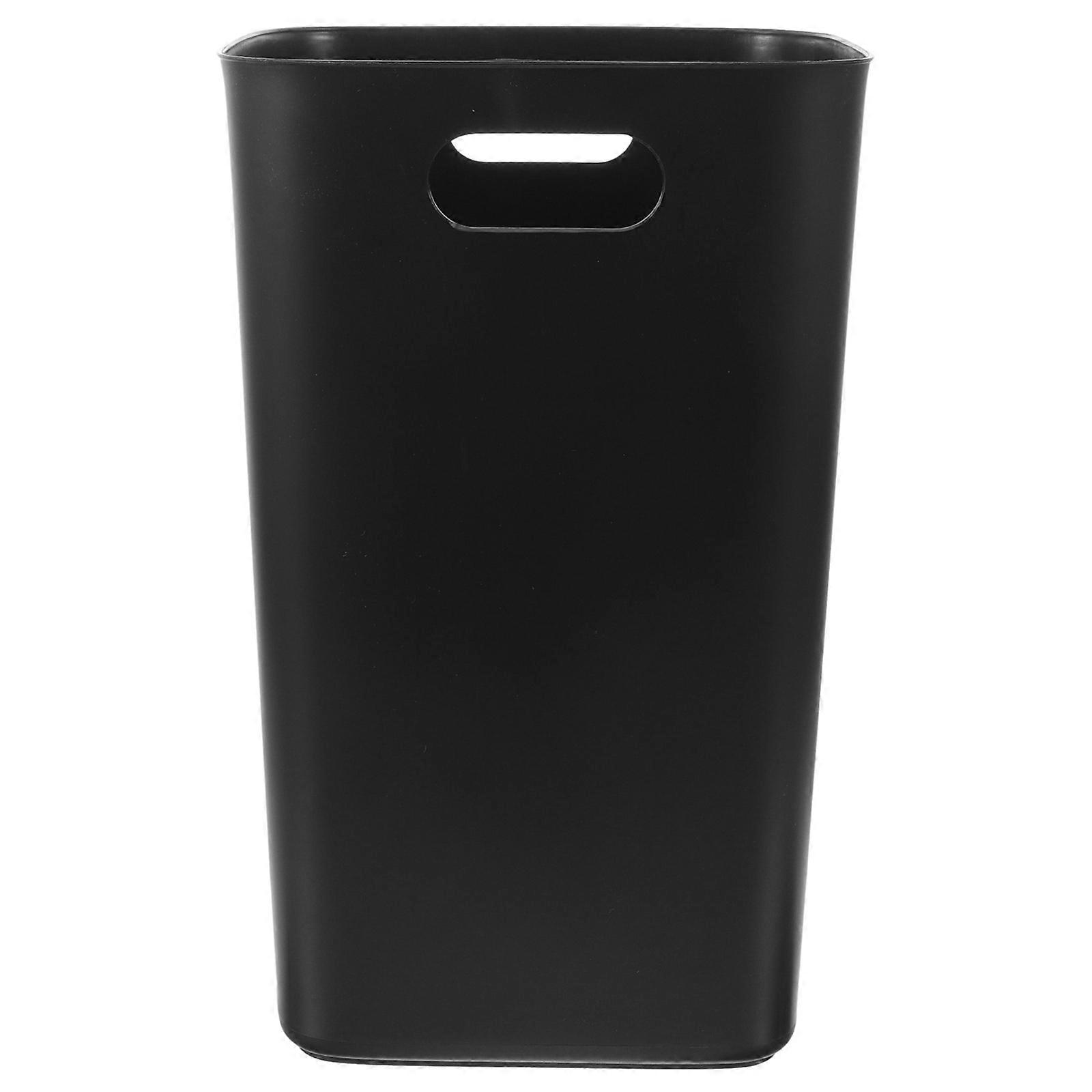 Plastic Garbage Bucket Trash Can for Storage Use 2Pcs Black Household Bin