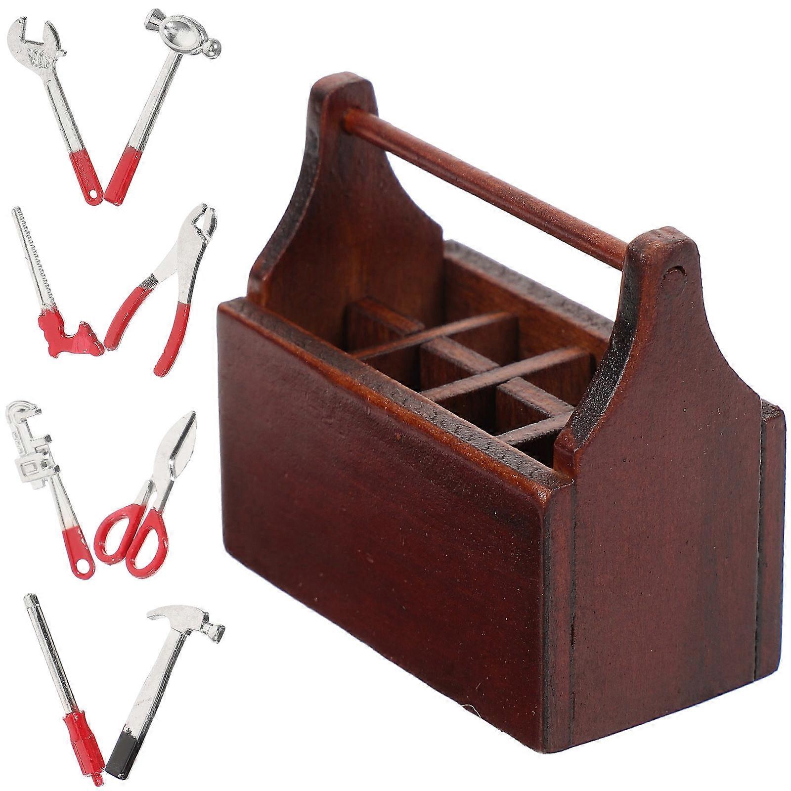 Miniature Tools Miniature Tool Box for Decor 1Set Mini House Accessories