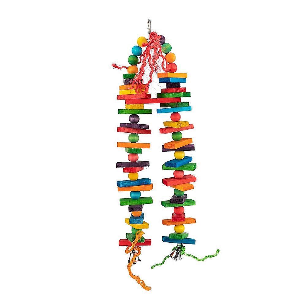 Parrot Bite Toy Hanging Wood Block Toy for 2Pcs Colorful Pieces