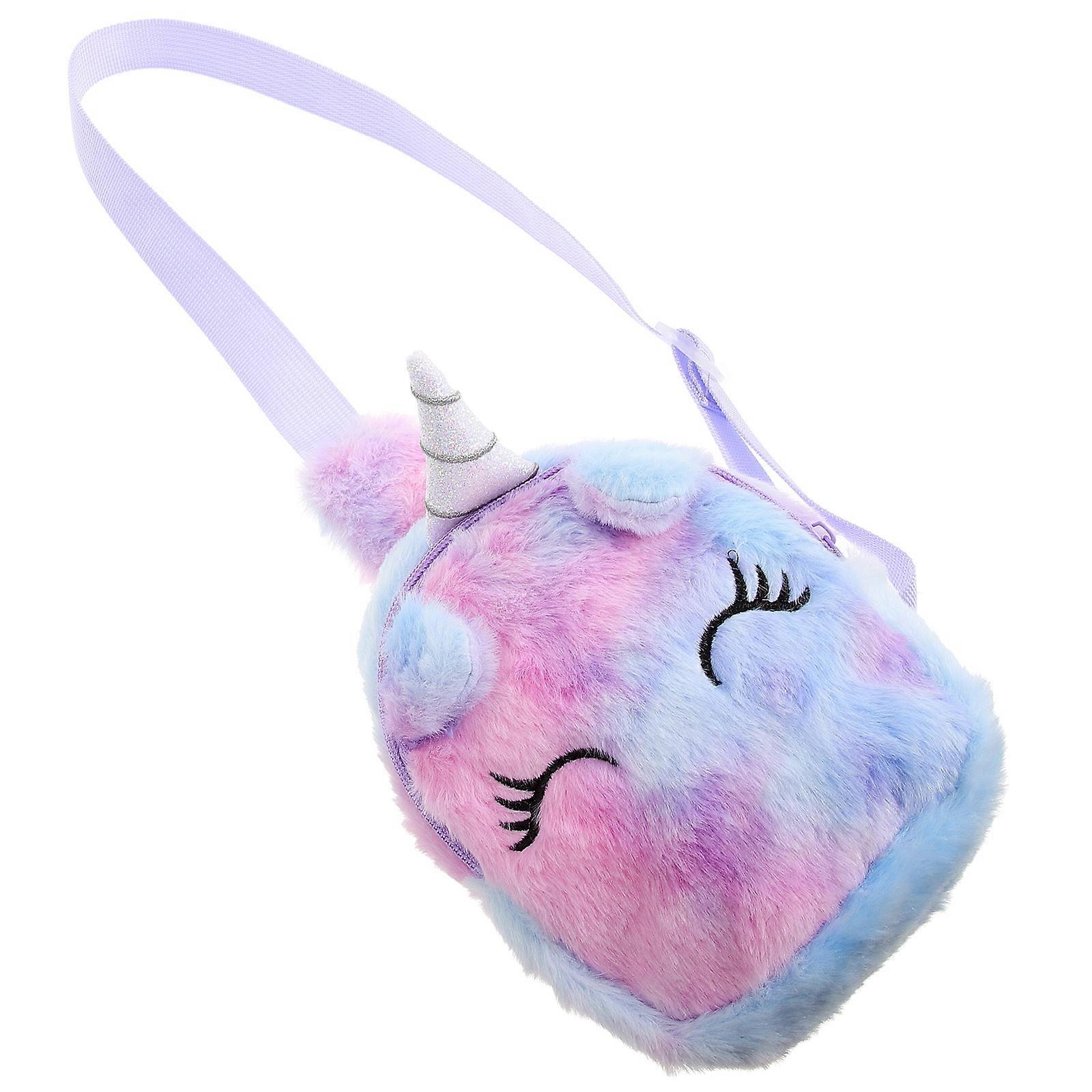 Unicorn Crossbody Wallet Plush Shoulder Bag for Storage Use 4Pcs Multi Color