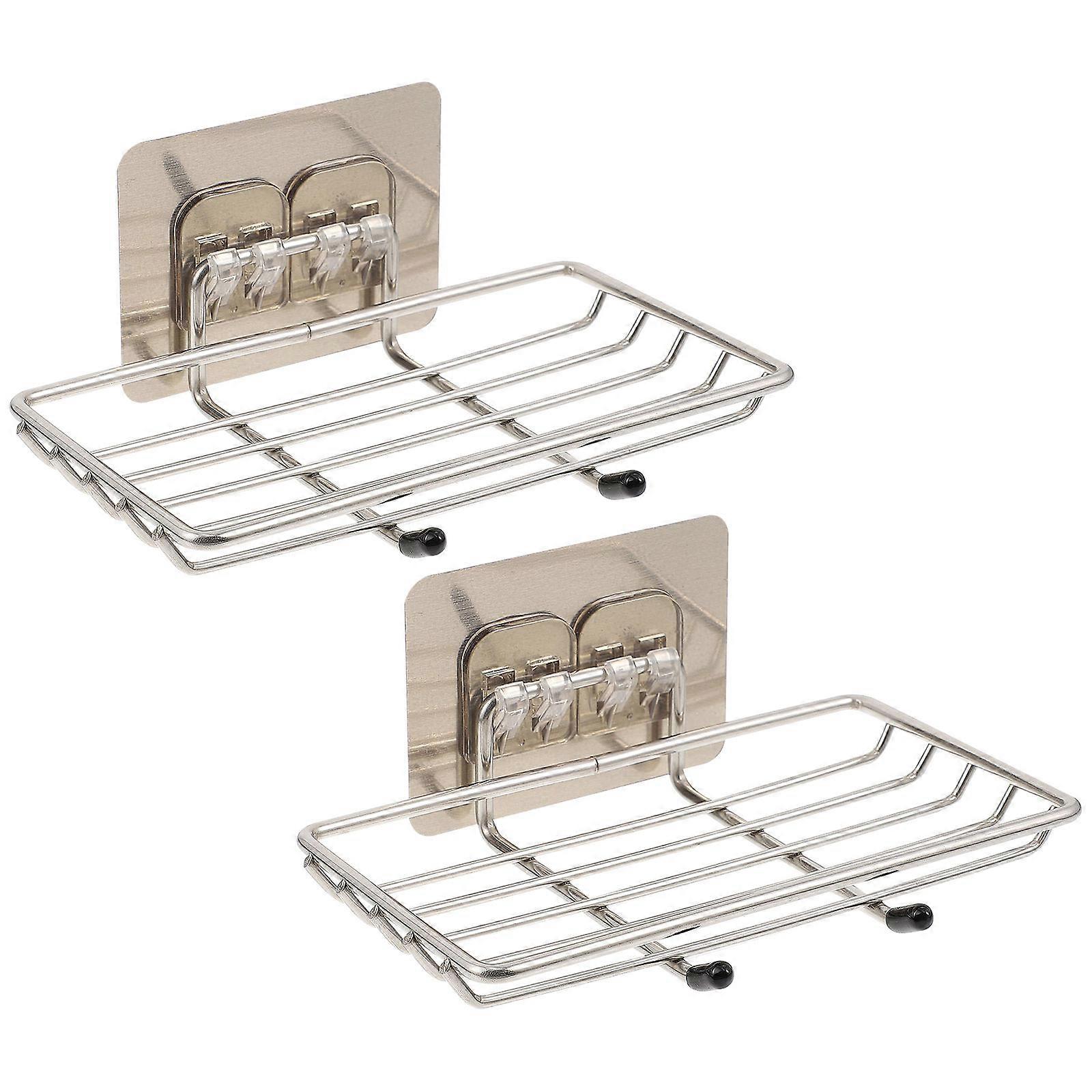 6Pcs Silver Wall Mounted Soap Rack for Bathroom Storage and Organization