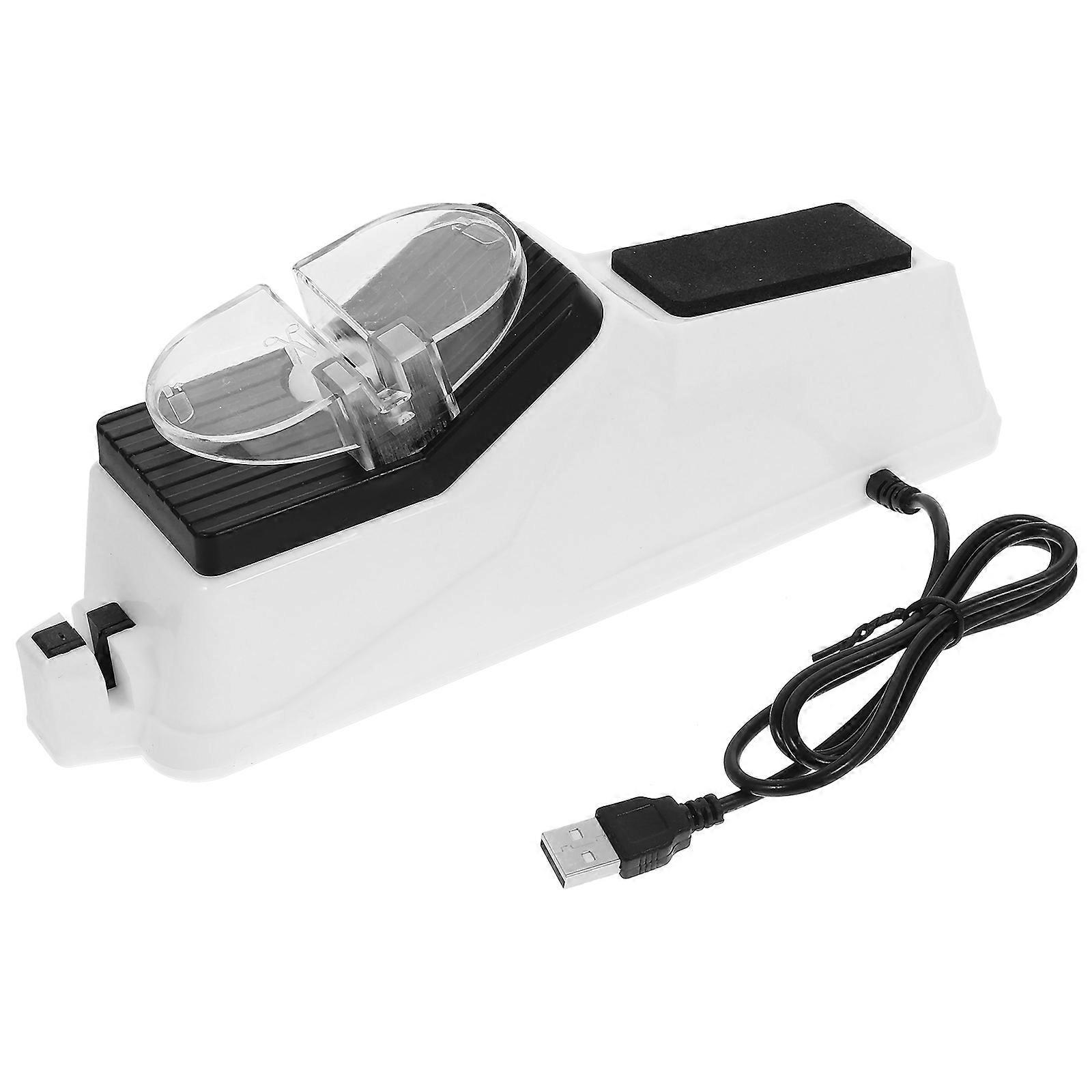 USB Kitchen Cutter Sharpener Tool 3Pcs For Home Kitchen Professional Use Modern Design White Plastic Sharpening