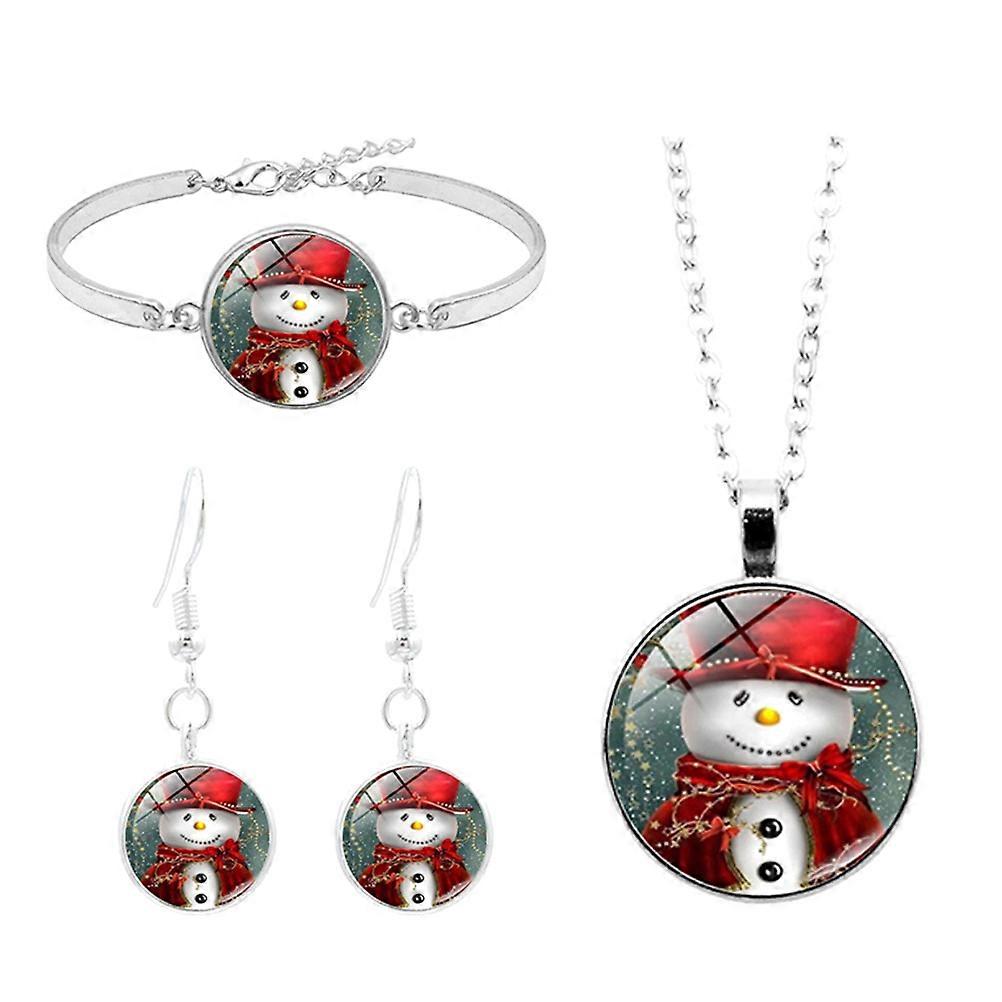 Snowman Necklace Set Christmas Occasion Alloy Multi Color Accessory 1 Set