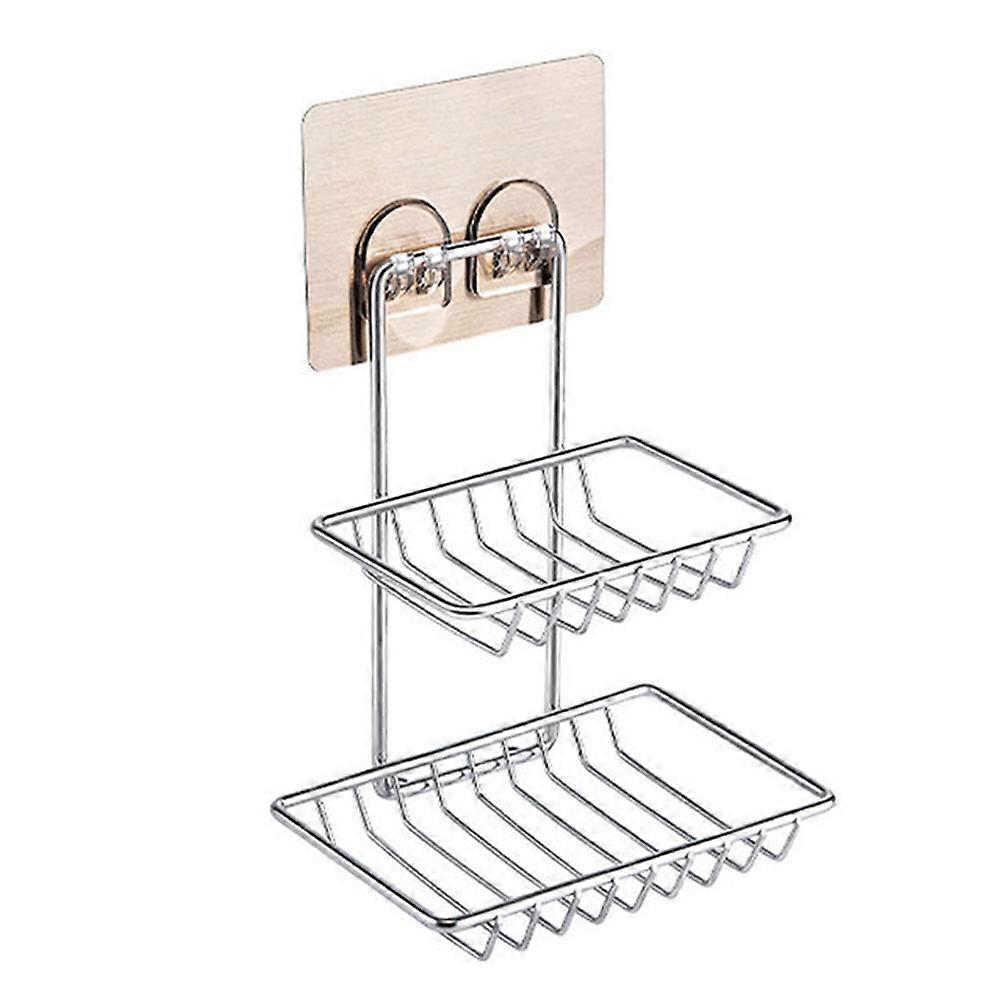 Soap Rack Stainless Steel for Storage 2Pcs Double Layer Silver Holder