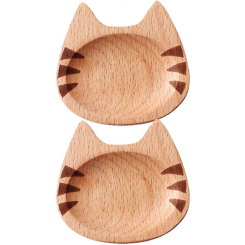 Cartoon Cat Style Wood Plates for Seasoning with 6Pcs Set