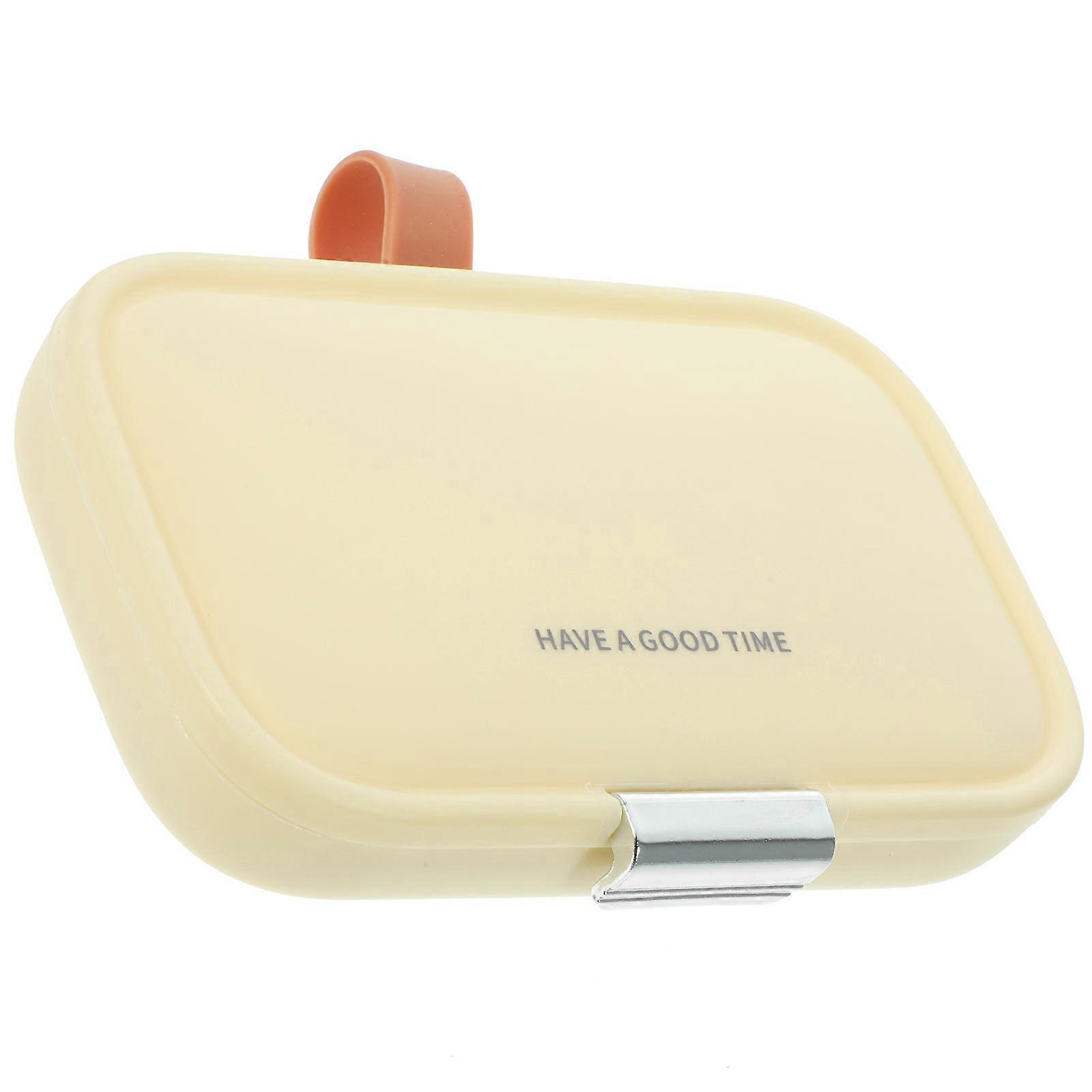 Travel Pill Organizer Compact Medication Organizer For Elders Beige 1Set