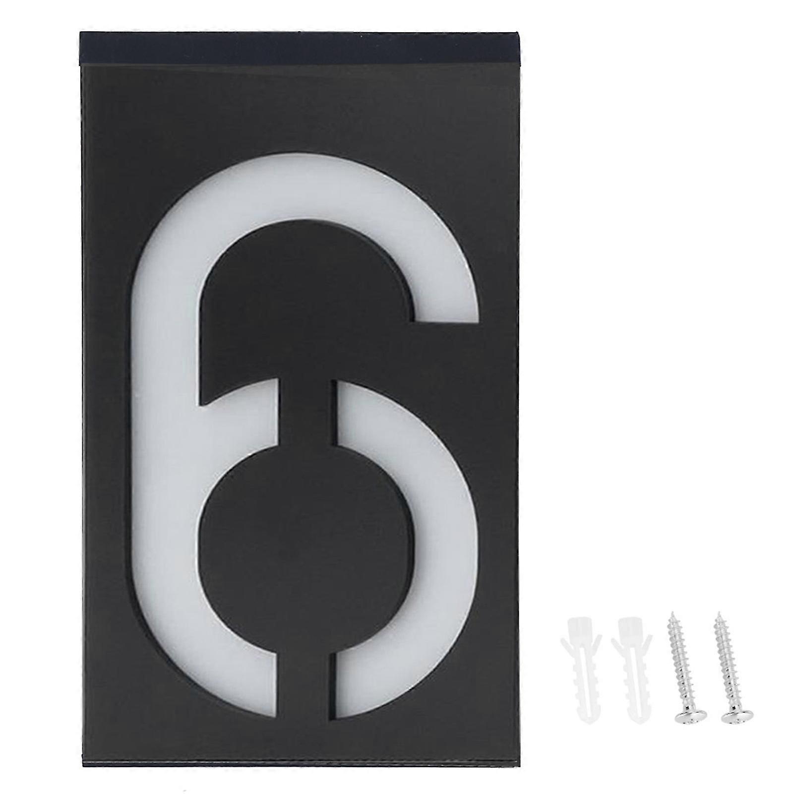 屋外ソーラーパワーLED番号サインライトハウスホテルストアドアアドレスライトプレート(Numro 6)